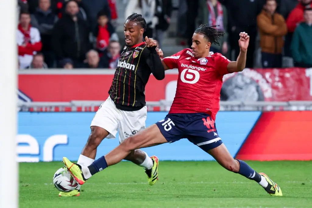 Lille defender Leny Yoro pictured in action against Lens (