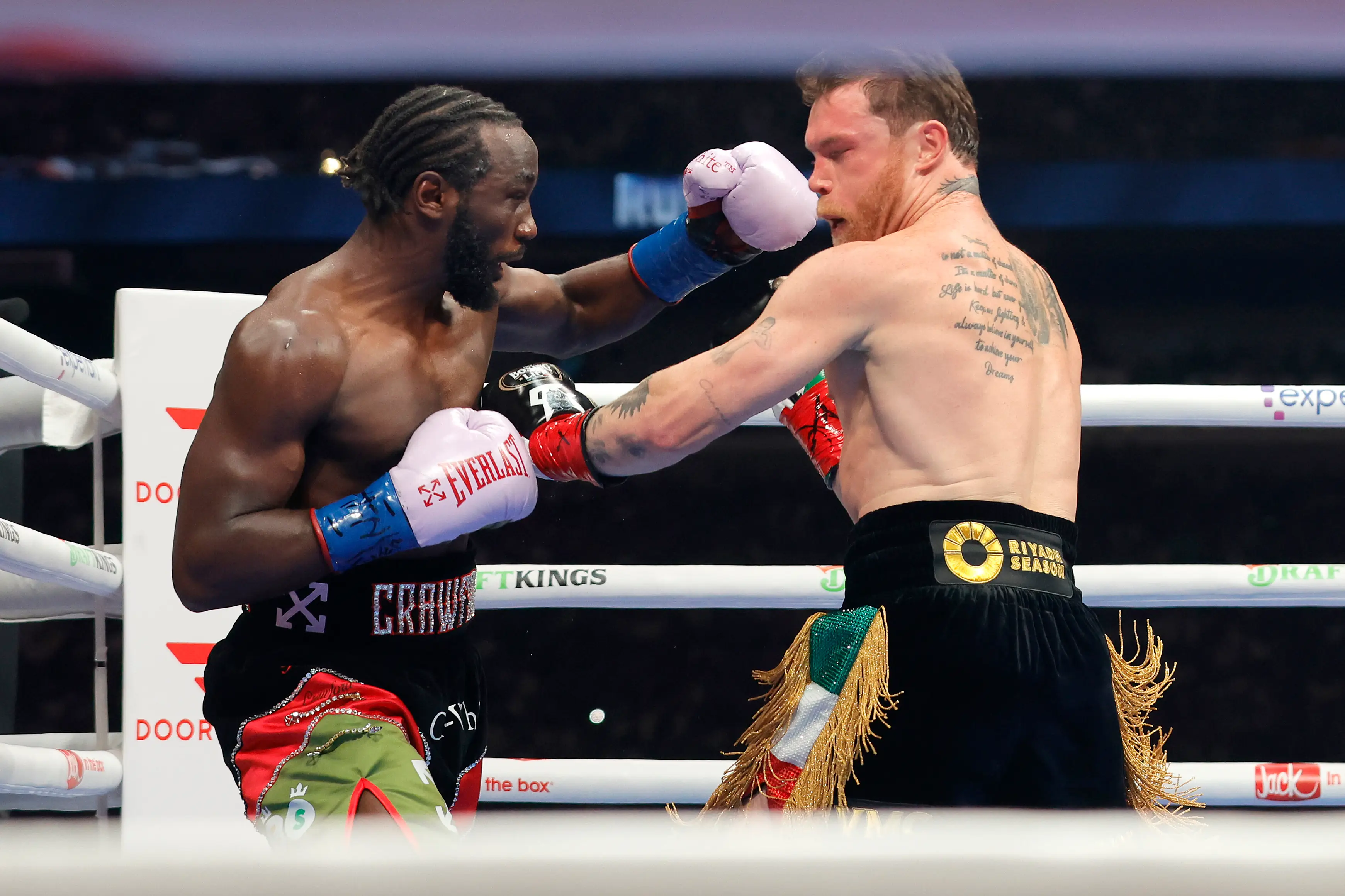 Terence Crawford in the ring against Canelo Alvarez. (Image: Getty)