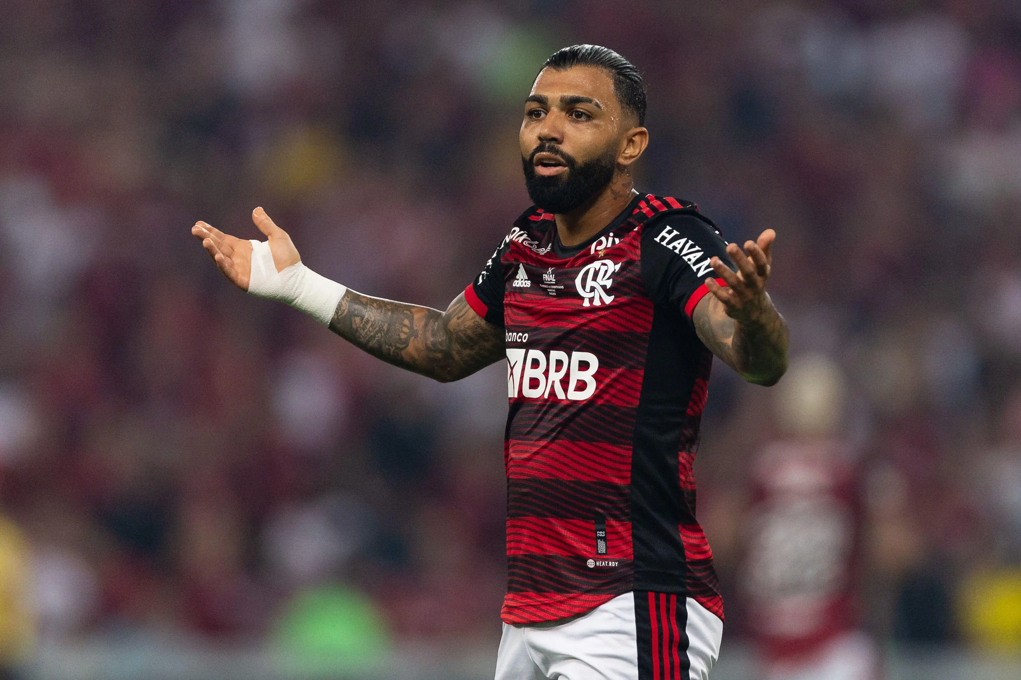 Flamengo forward Gabriel Barbosa in action (