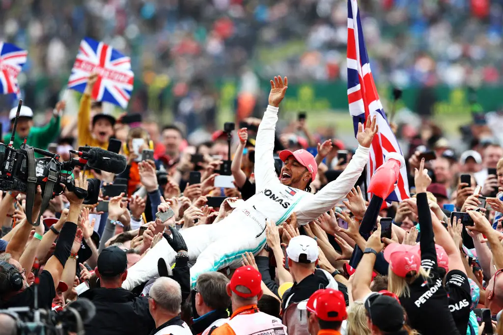 Lewis Hamilton pictured celebrating at the 2019 tournament (Mark Thompson/Getty Images)