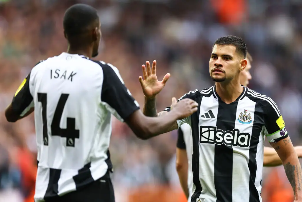 Newcastle's Alexander Isak and Bruno Guimaraes pictured (Image: Getty)