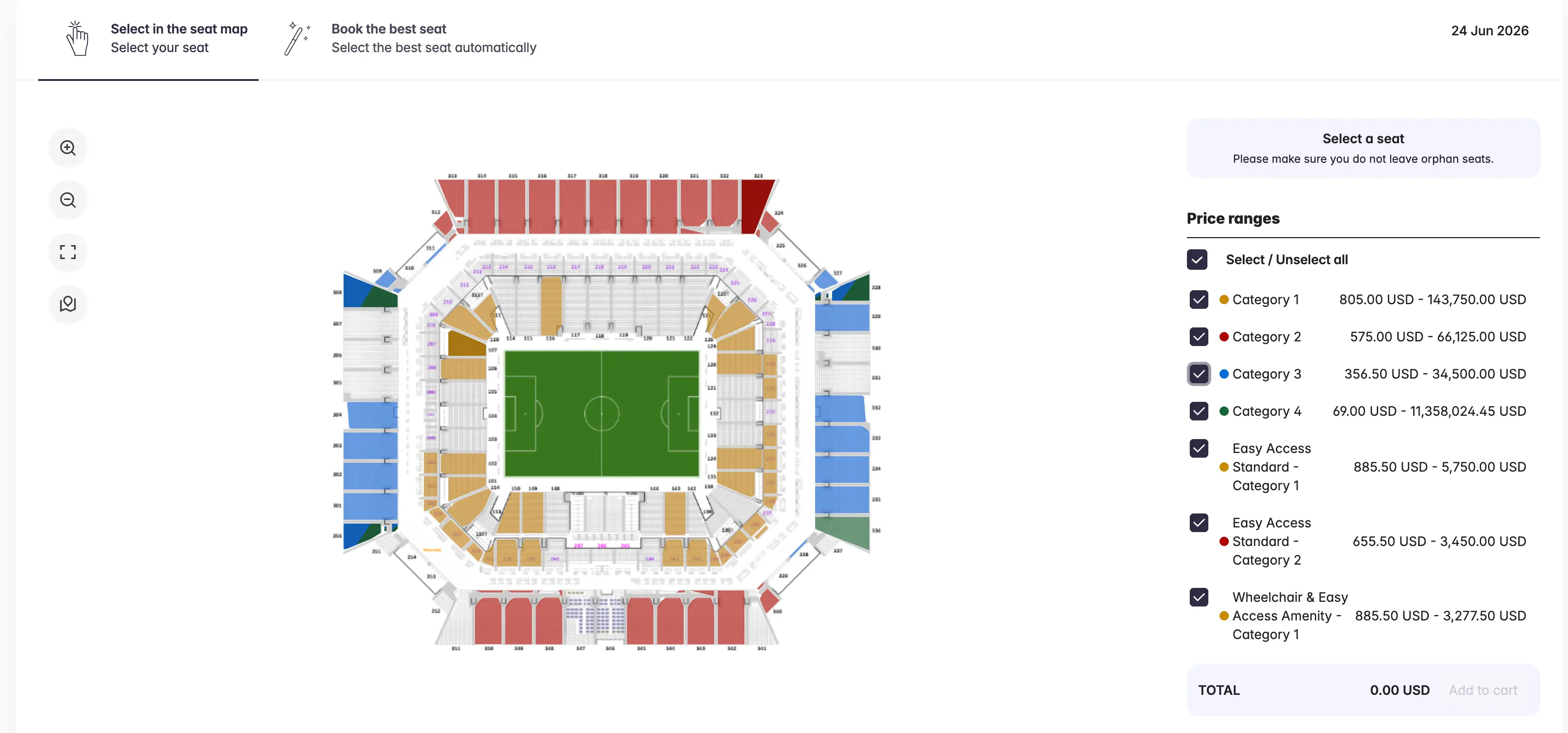 Screenshot from FIFA World Cup tickets resale site