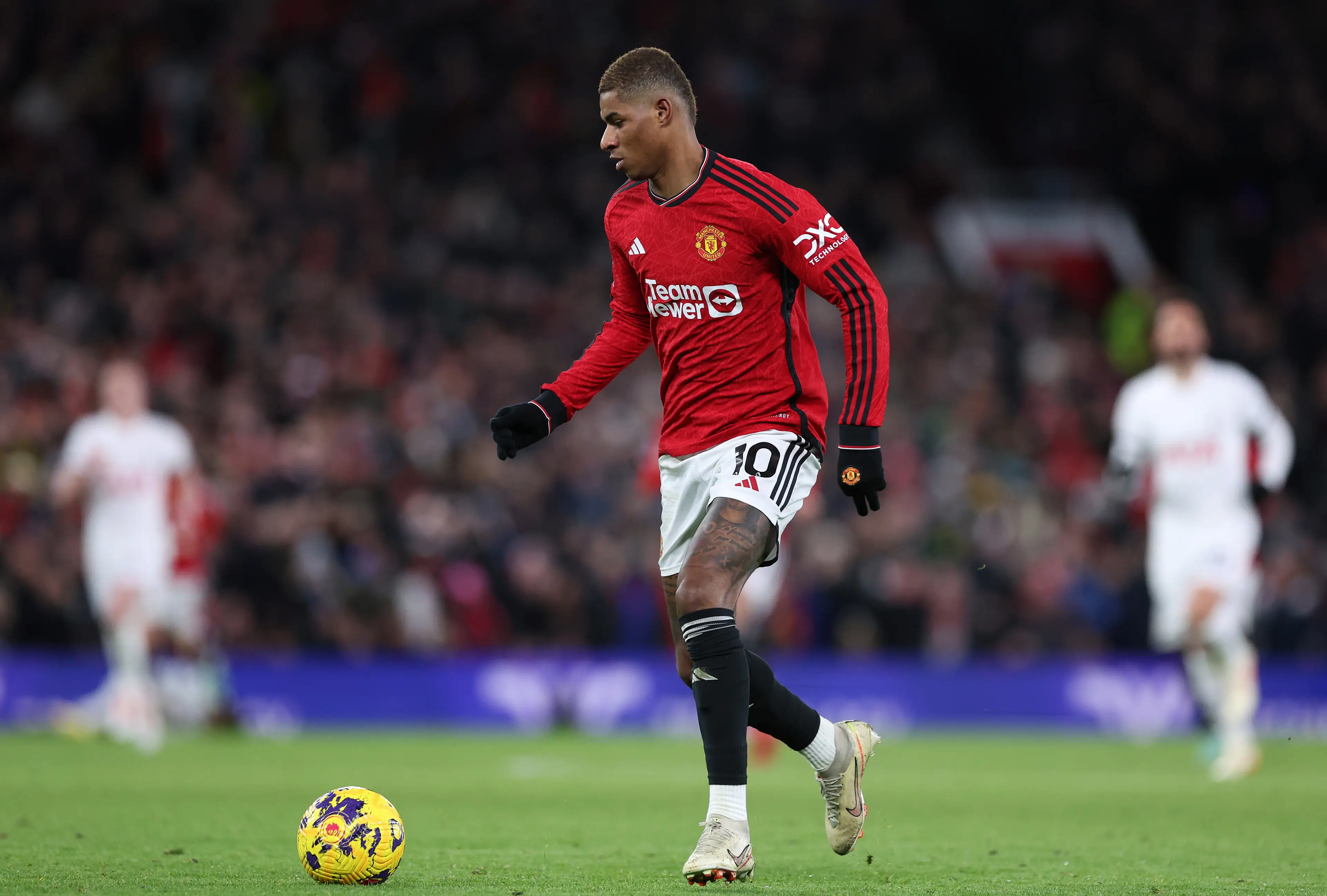 Marcus Rashford in action against Tottenham. Image: Getty 