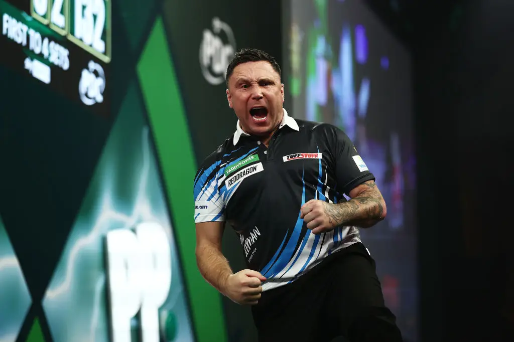 Gerwyn Price is known for his animated celebrations while playing darts. (Image: Getty)