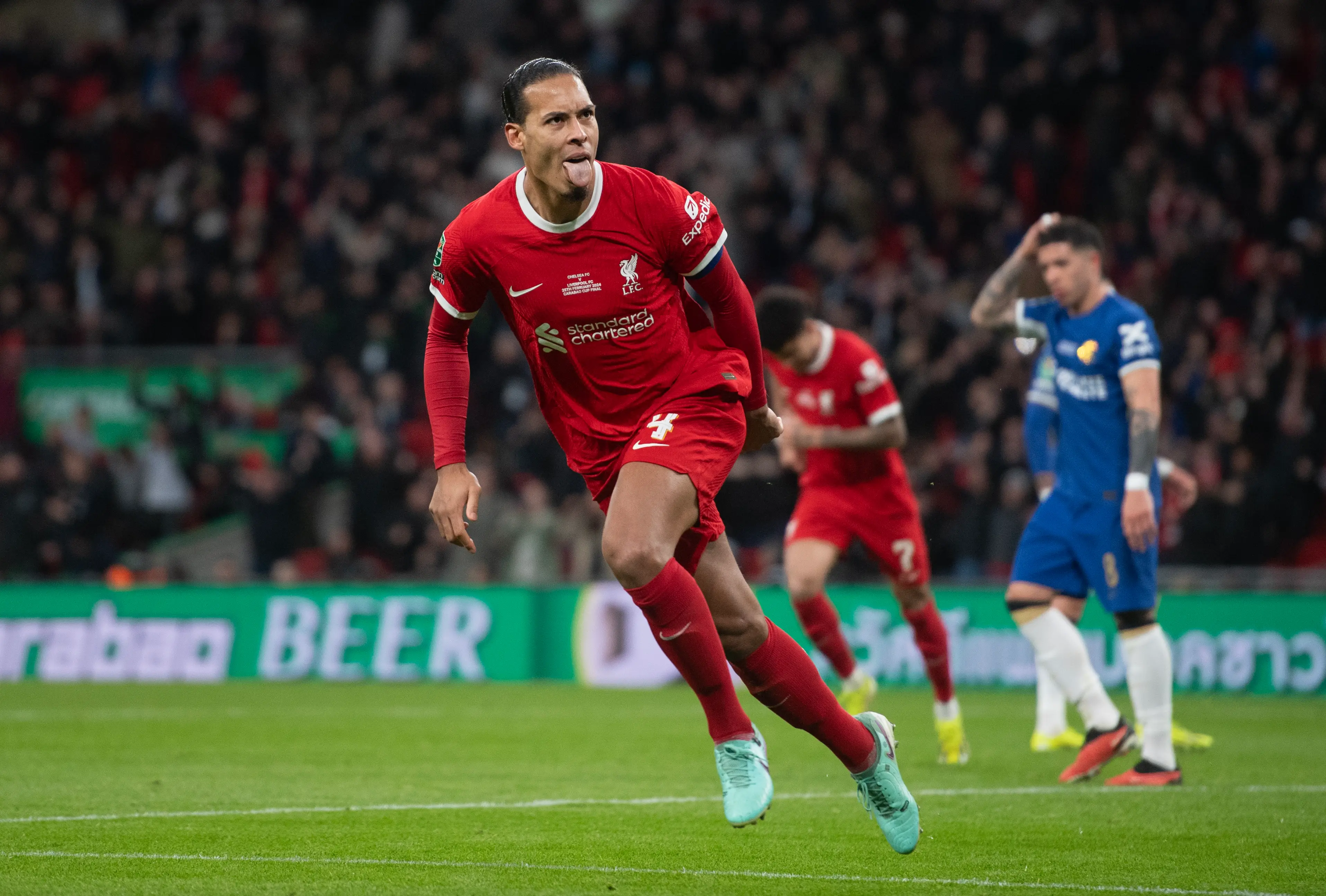 Van Dijk scored a last minute winner in the Carabao Cup final (Getty)