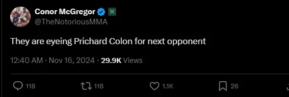 Conor McGregor has since deleted his post on X. Image: Getty