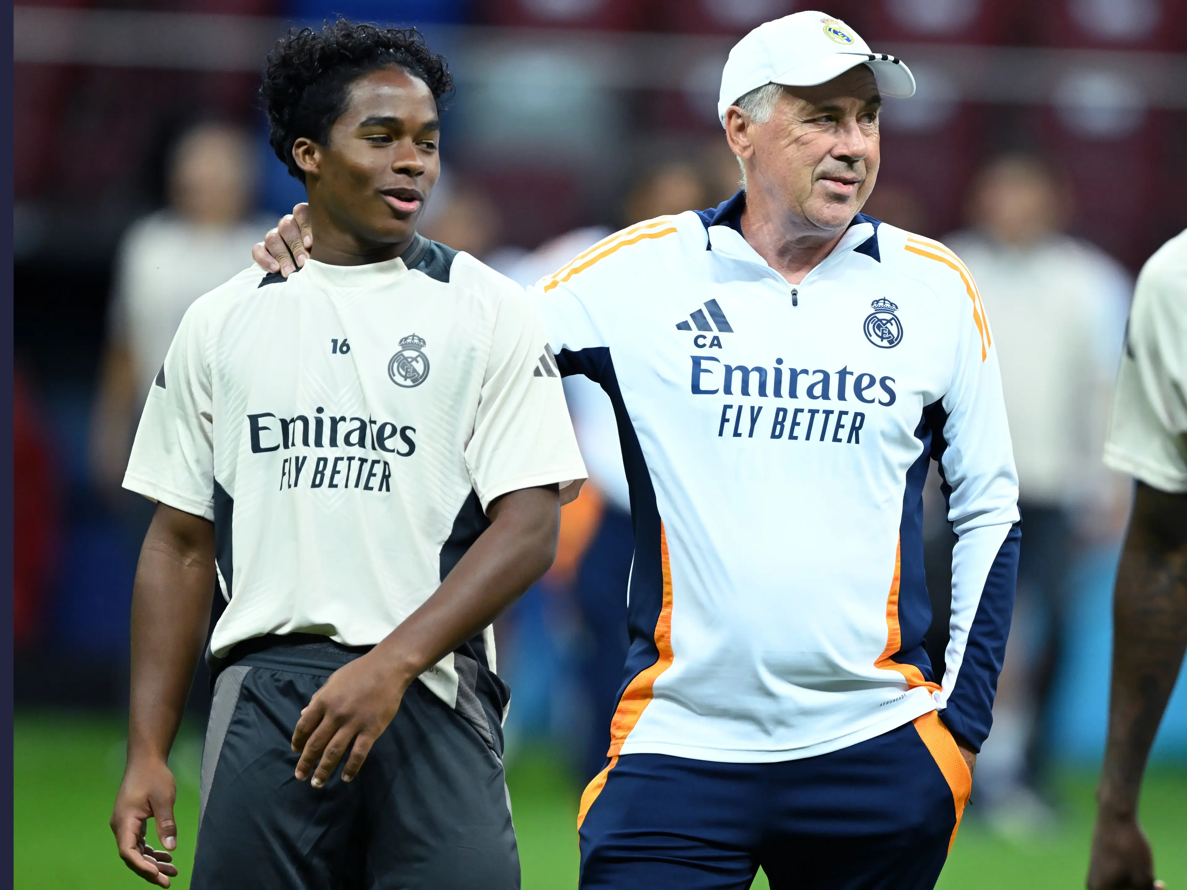 Carlo Ancelotti and Endrick in Real Madrid training (getty)