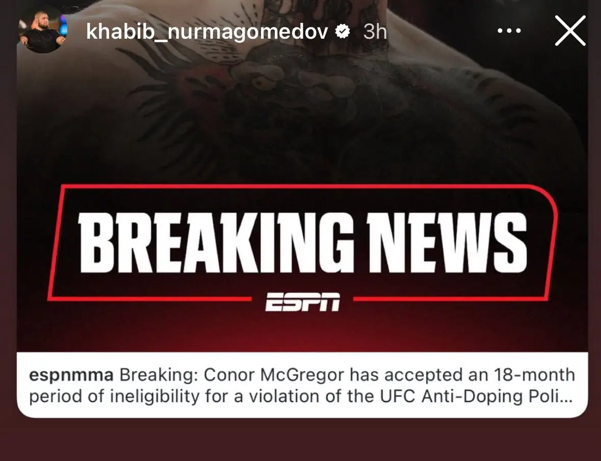 Khabib Nurmagomedov cropped out Conor McGregor's face on his post. Image: Instagram/Khabib Nurmagomedov 