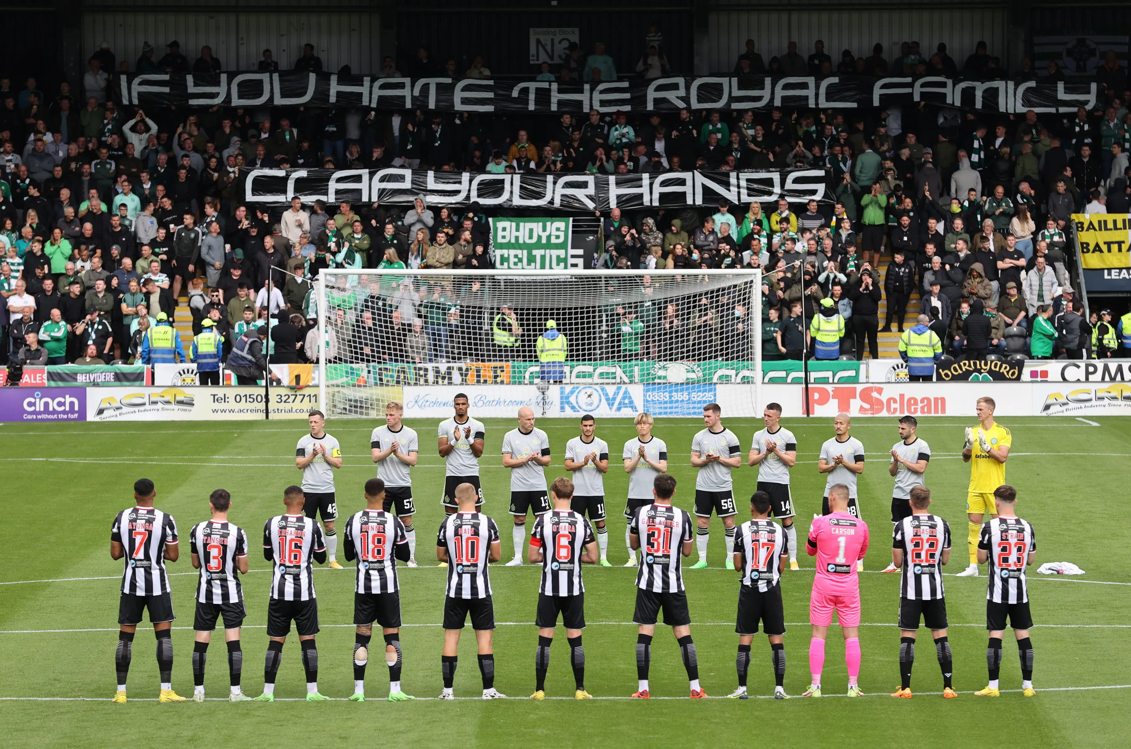 Celtic fans displayed the banner during a minute's applause for the Queen (Image: Alamy)