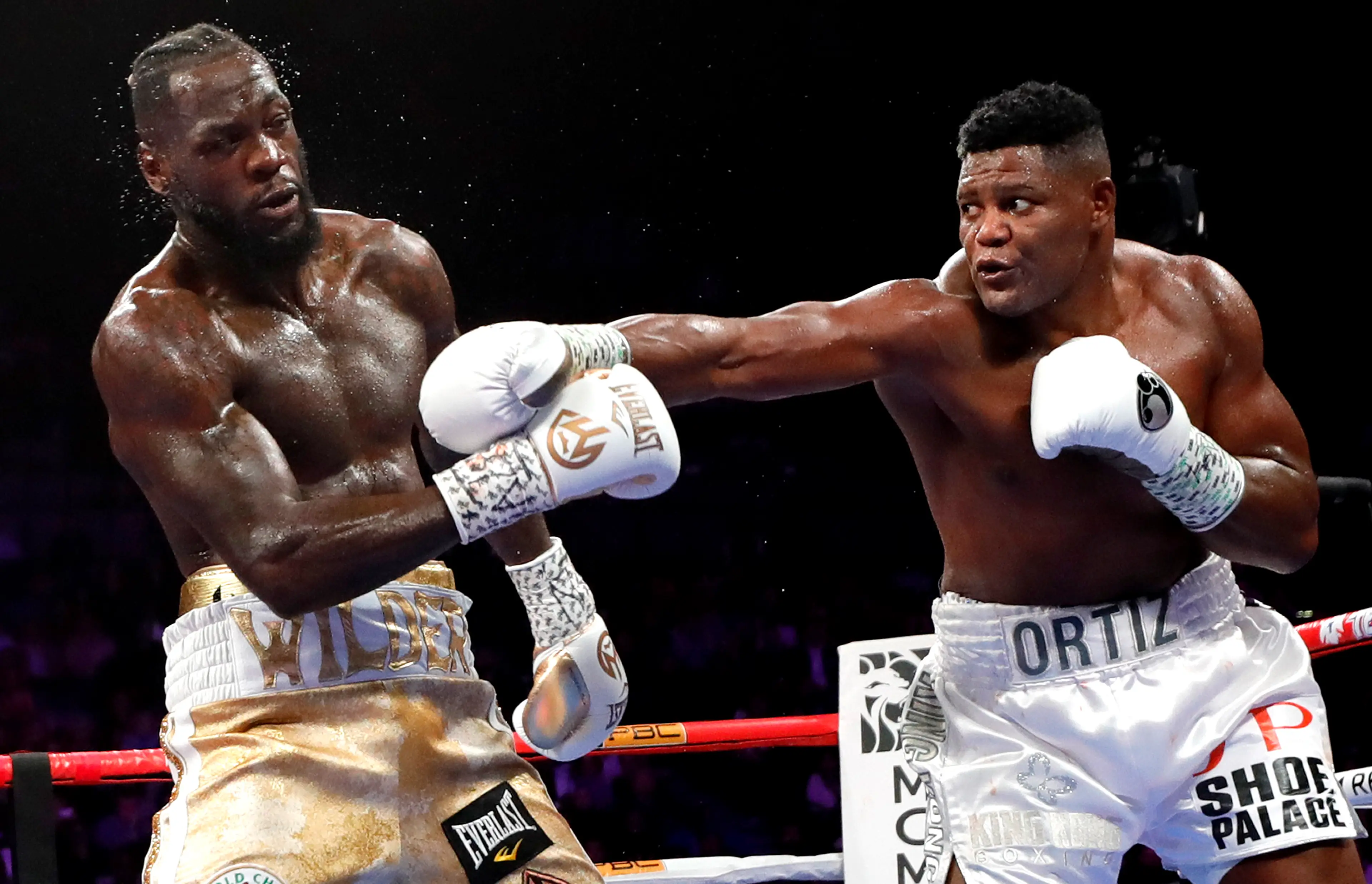Luis Ortiz during his bout against Deontay Wilder. Image: Getty 