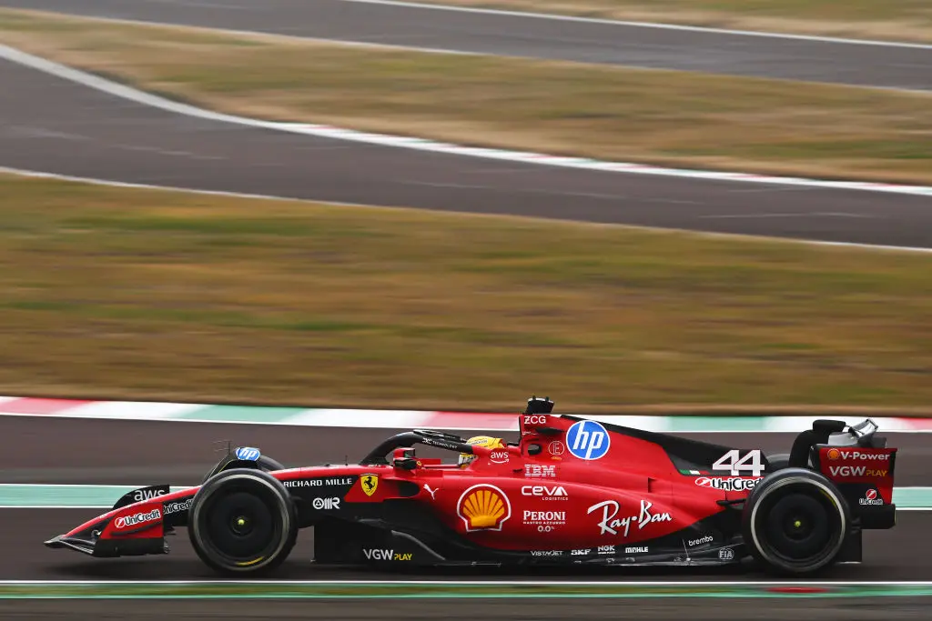Lewis Hamilton has officially driven a Ferrari F1 car for the first time. (Image: Getty)