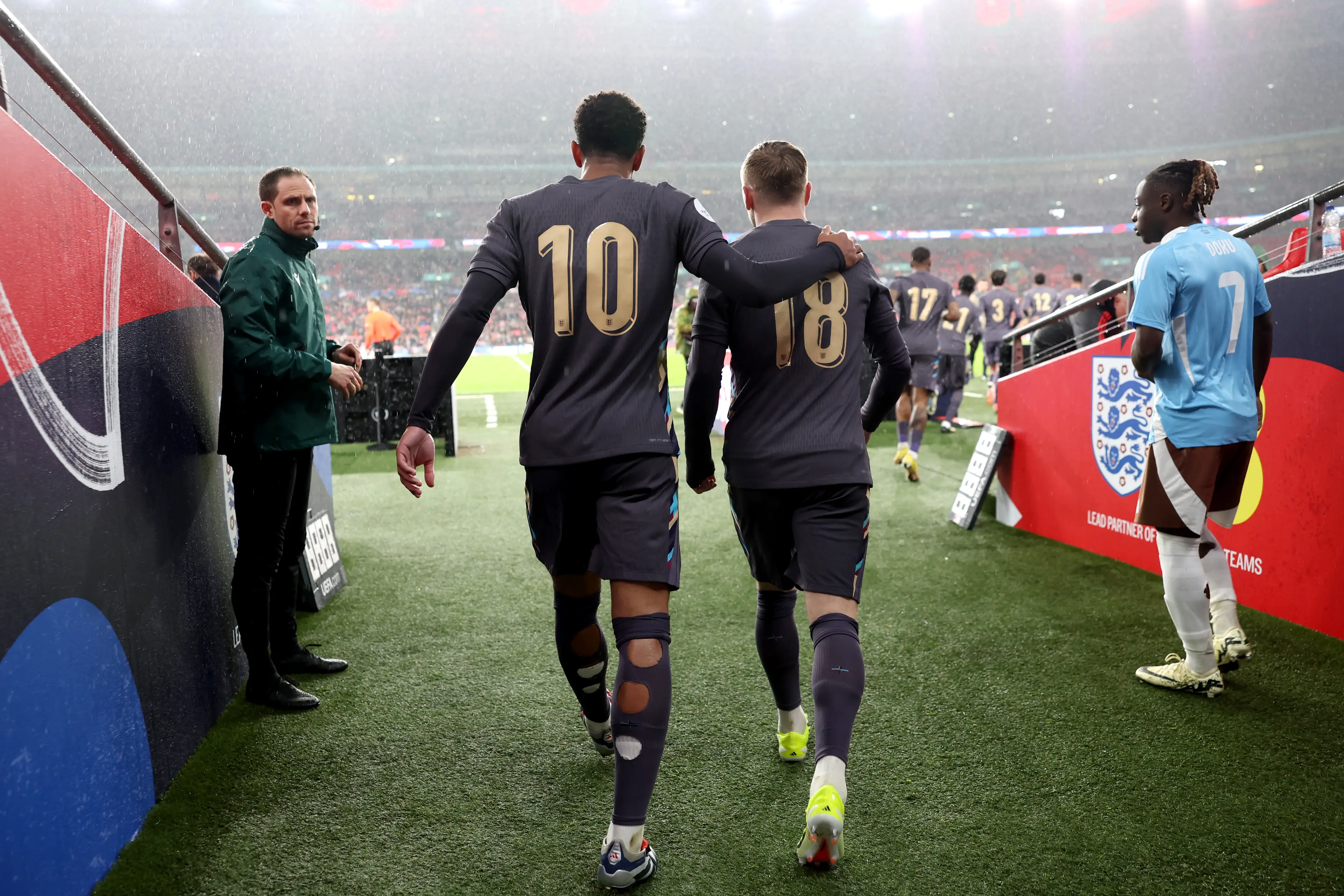 England did not have names on the back of their shirts against Belgium last year. Image: Getty