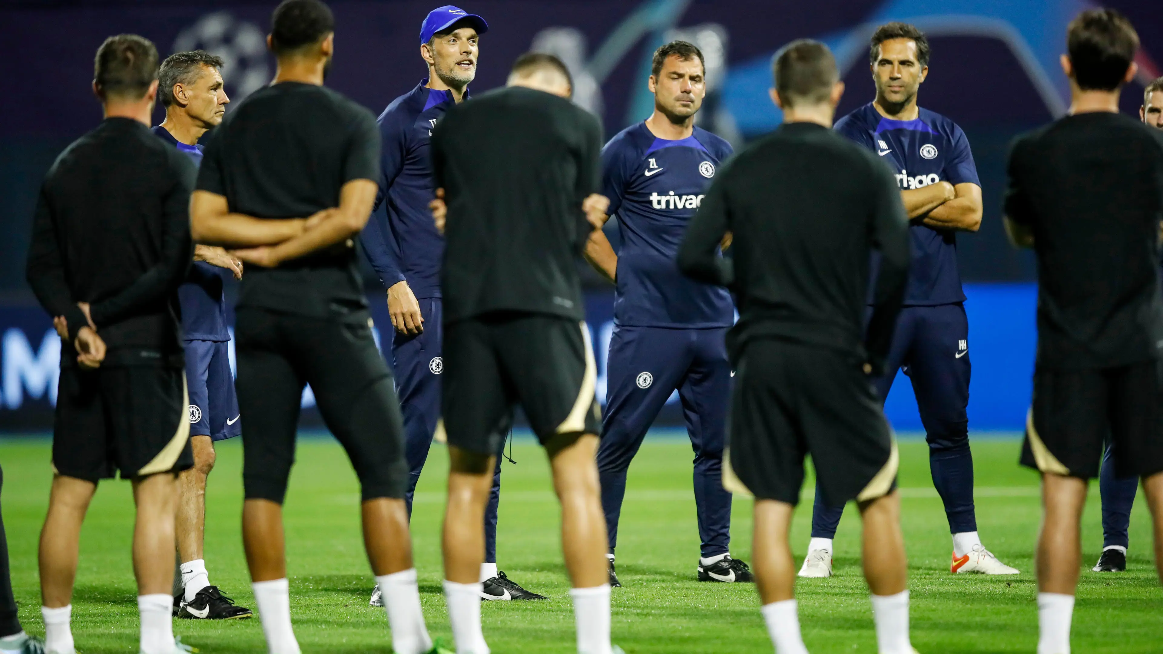 Thomas Tuchel is seen during last training ahead of their UEFA Champions League Group E match against Dinamo Zagreb. (Alamy)