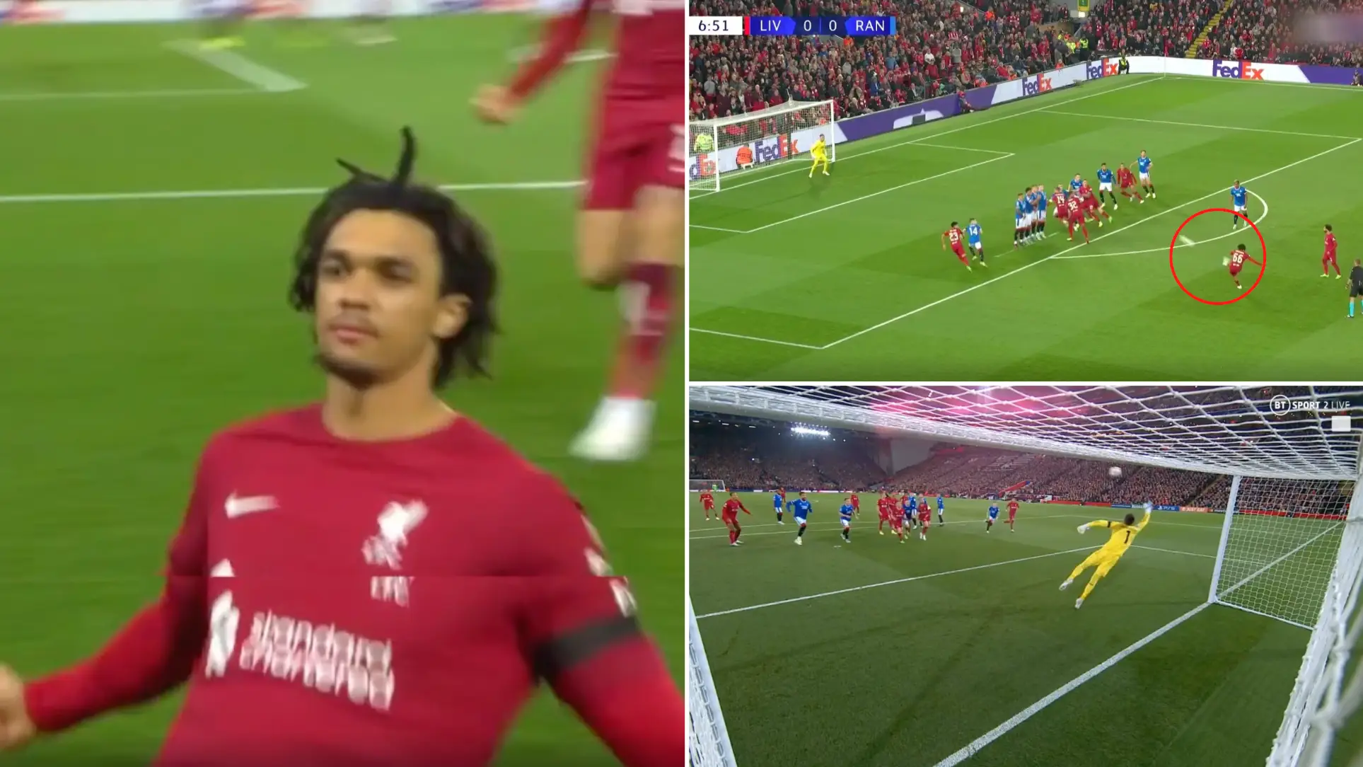 Trent Alexander-Arnold silences his critics with sublime free-kick for Liverpool against Rangers