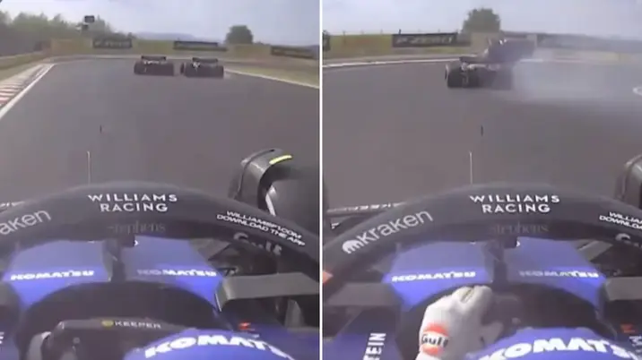 New onboard footage emerges from Alex Albon's POV of Max Verstappen and Lewis Hamilton crash and it's the best angle yet
