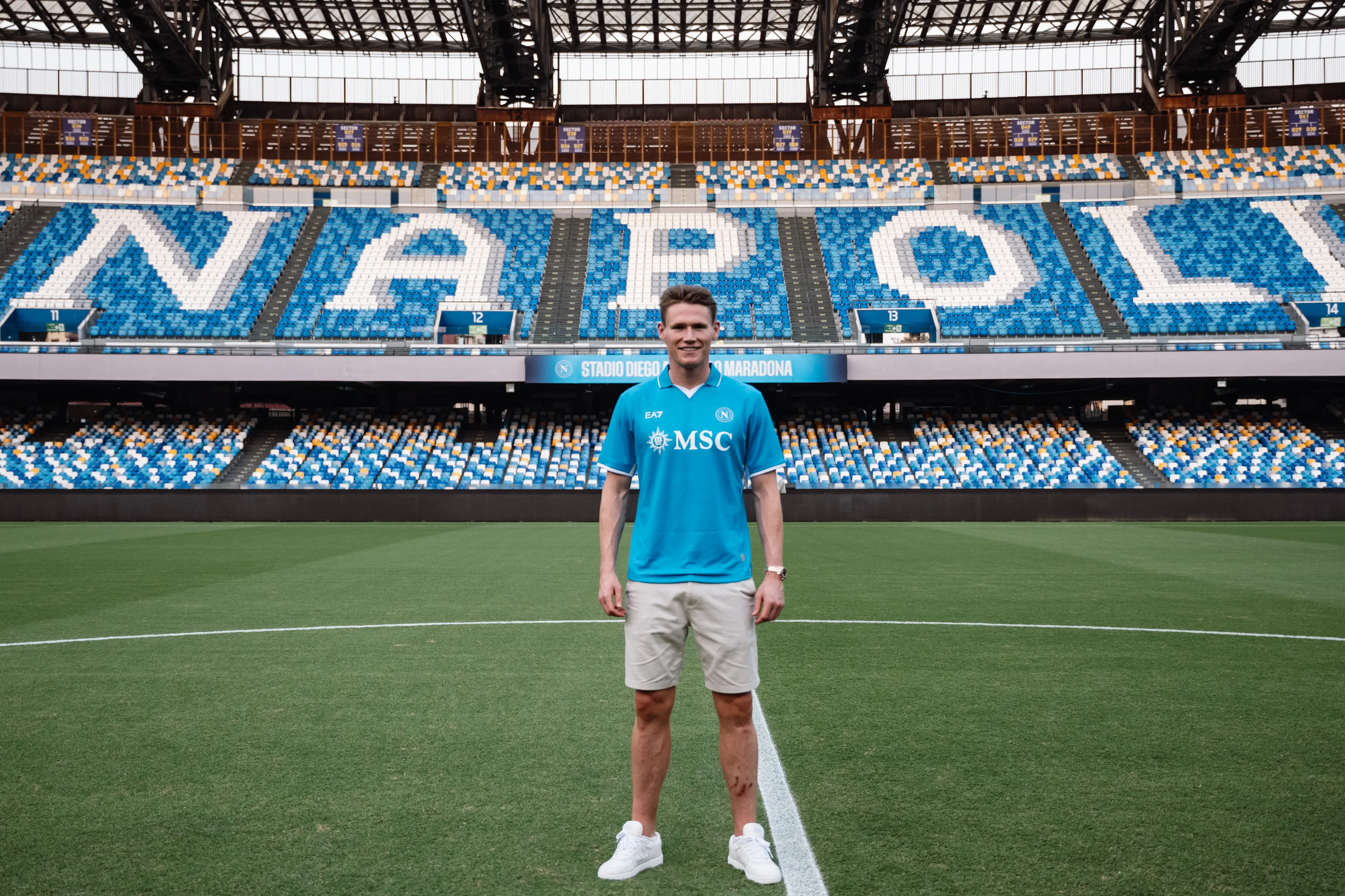 Napoli unveil Scott McTominay following his transfer from Manchester United. Image: Getty 