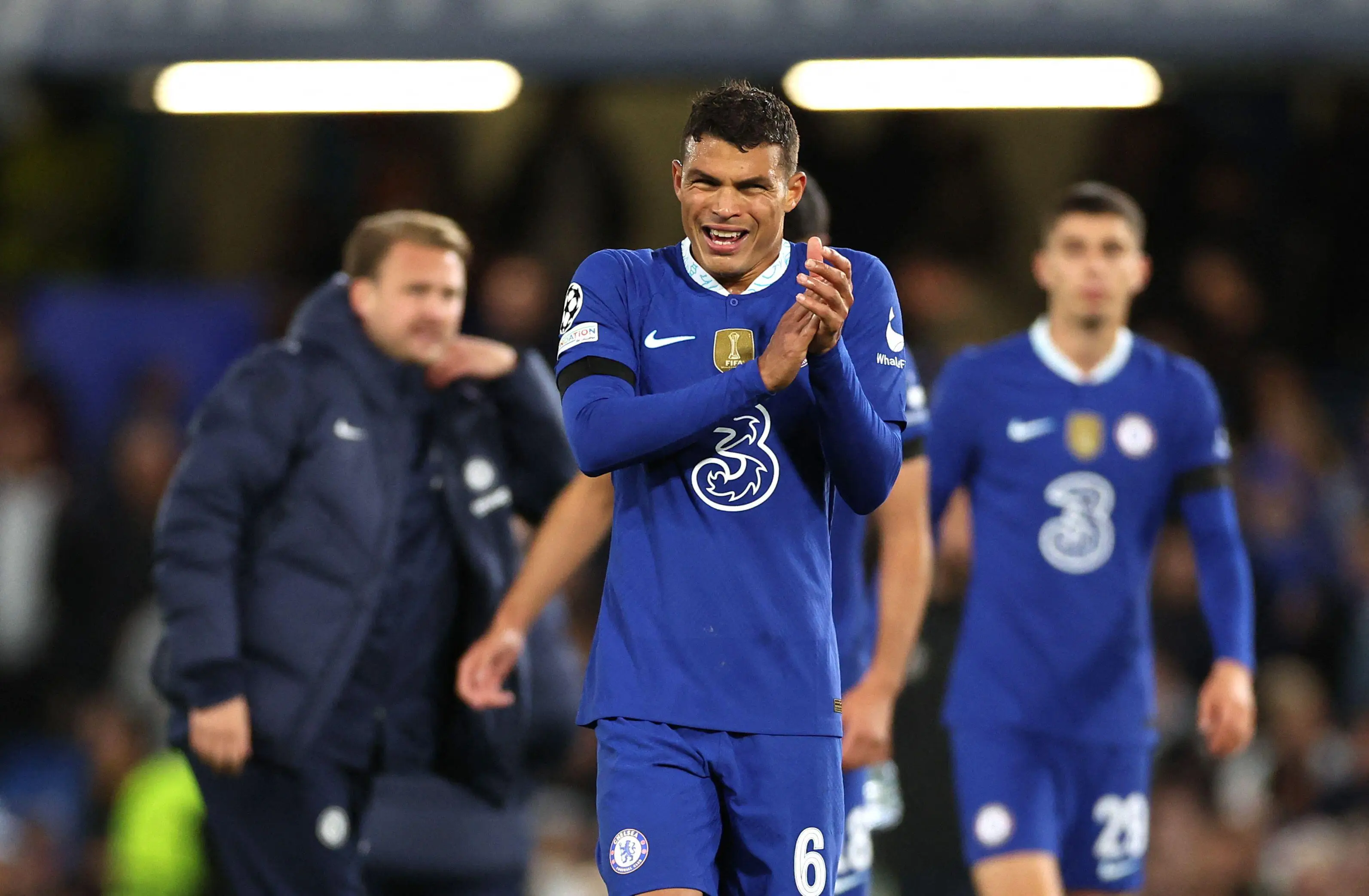 Thiago Silva after the win against AC Milan. (Alamy)