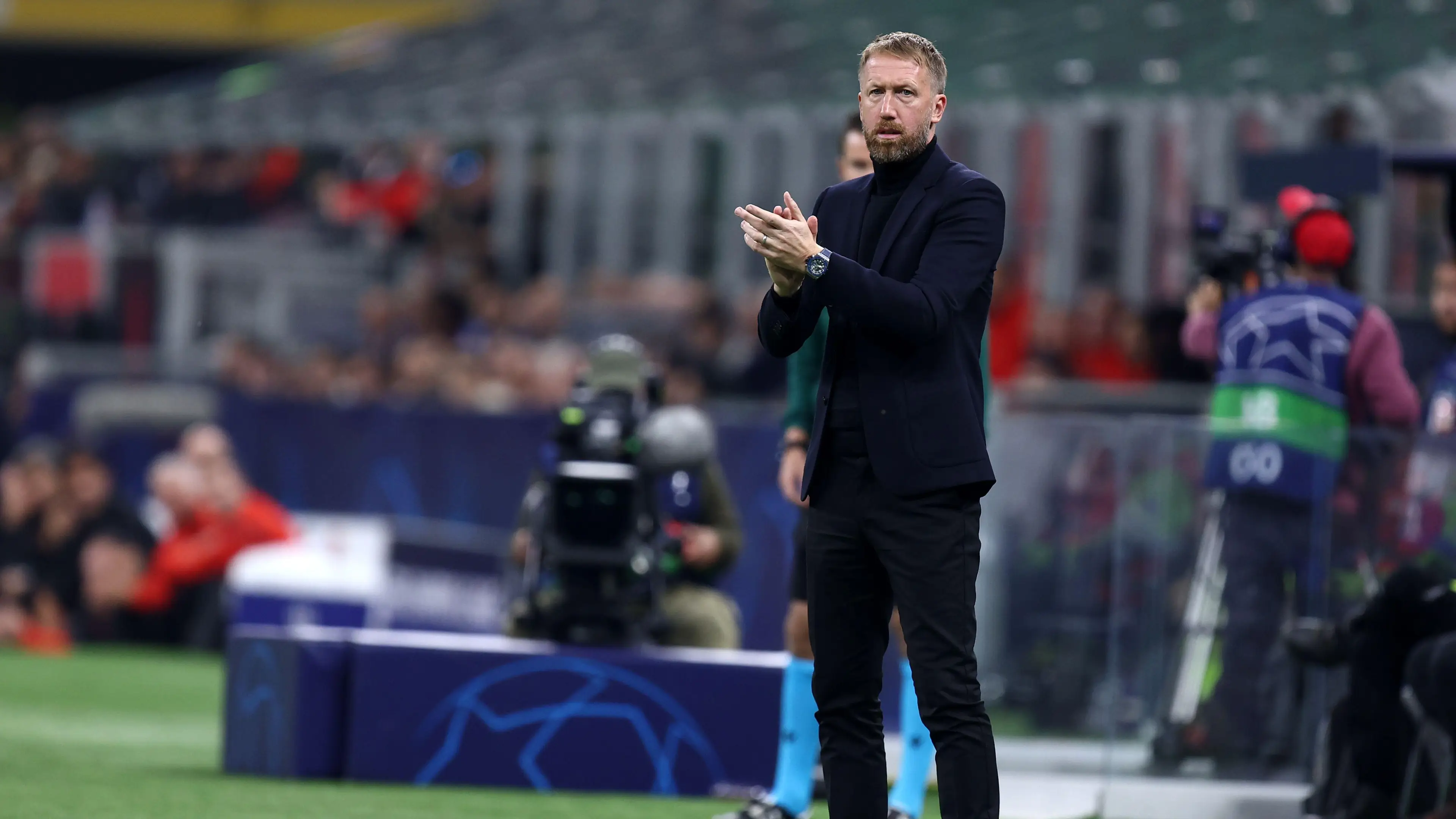 Graham Potter at the San Siro as Chelsea win 2-0 against AC Milan. (Alamy)