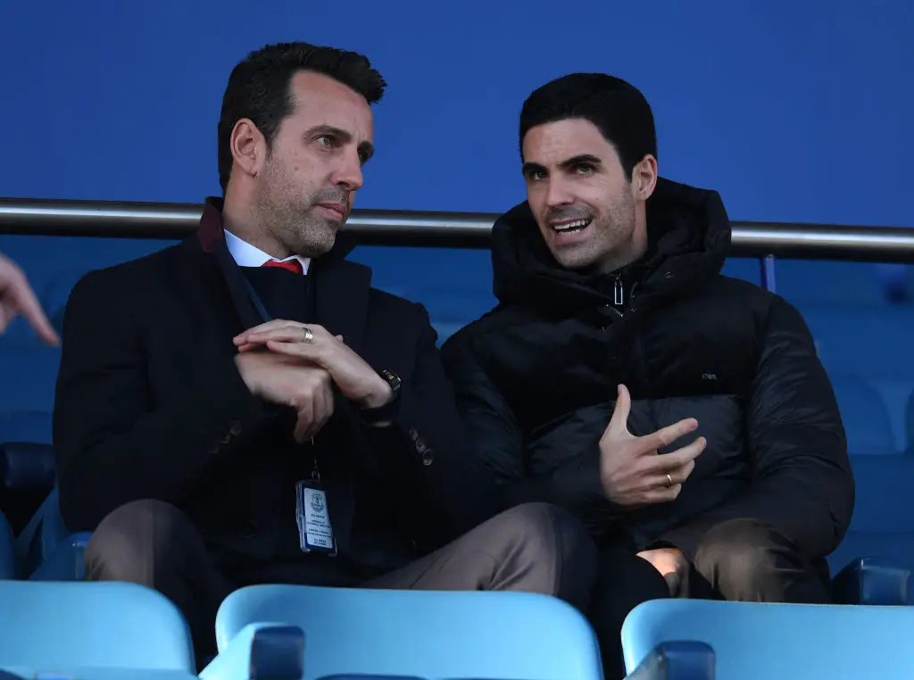 Edu and Mikel Arteta pictured in December 2019 -
