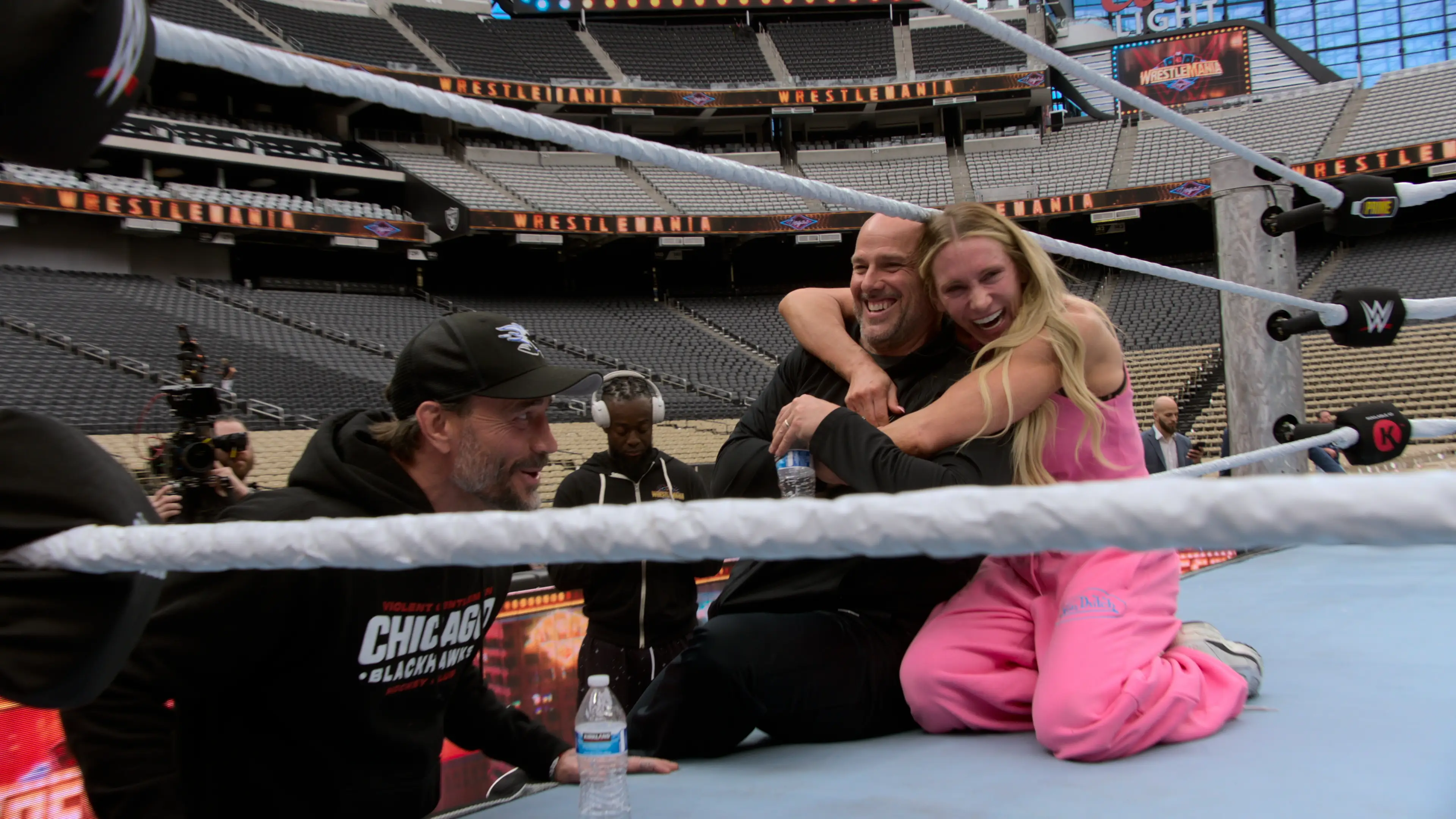 WWE Unreal viewers will see wrestlers in the ring going through their matches. Image: Netflix