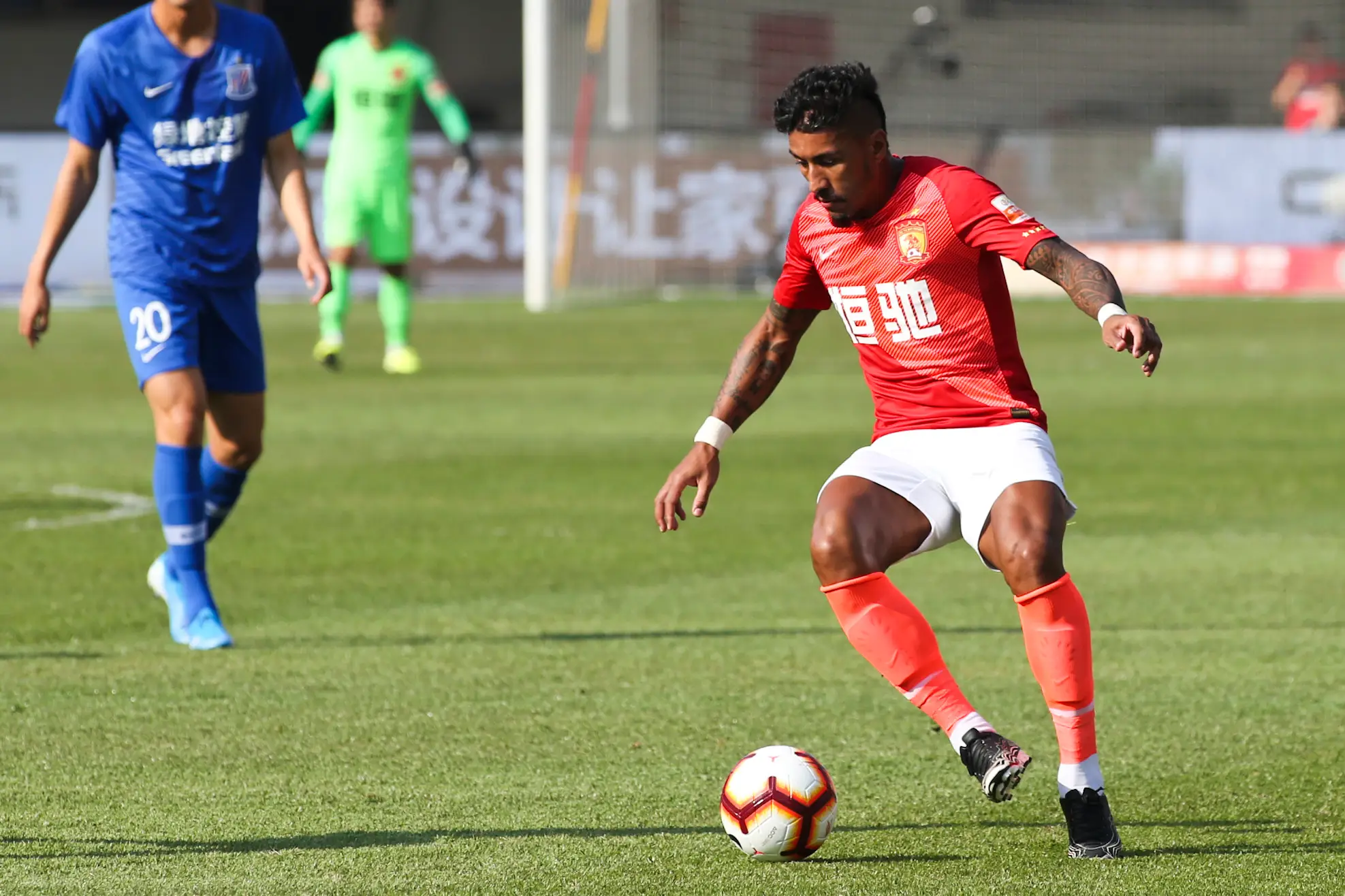 Paulinho pictured in 2019 playing for Guangzhou Evergrande. Image credit: Getty