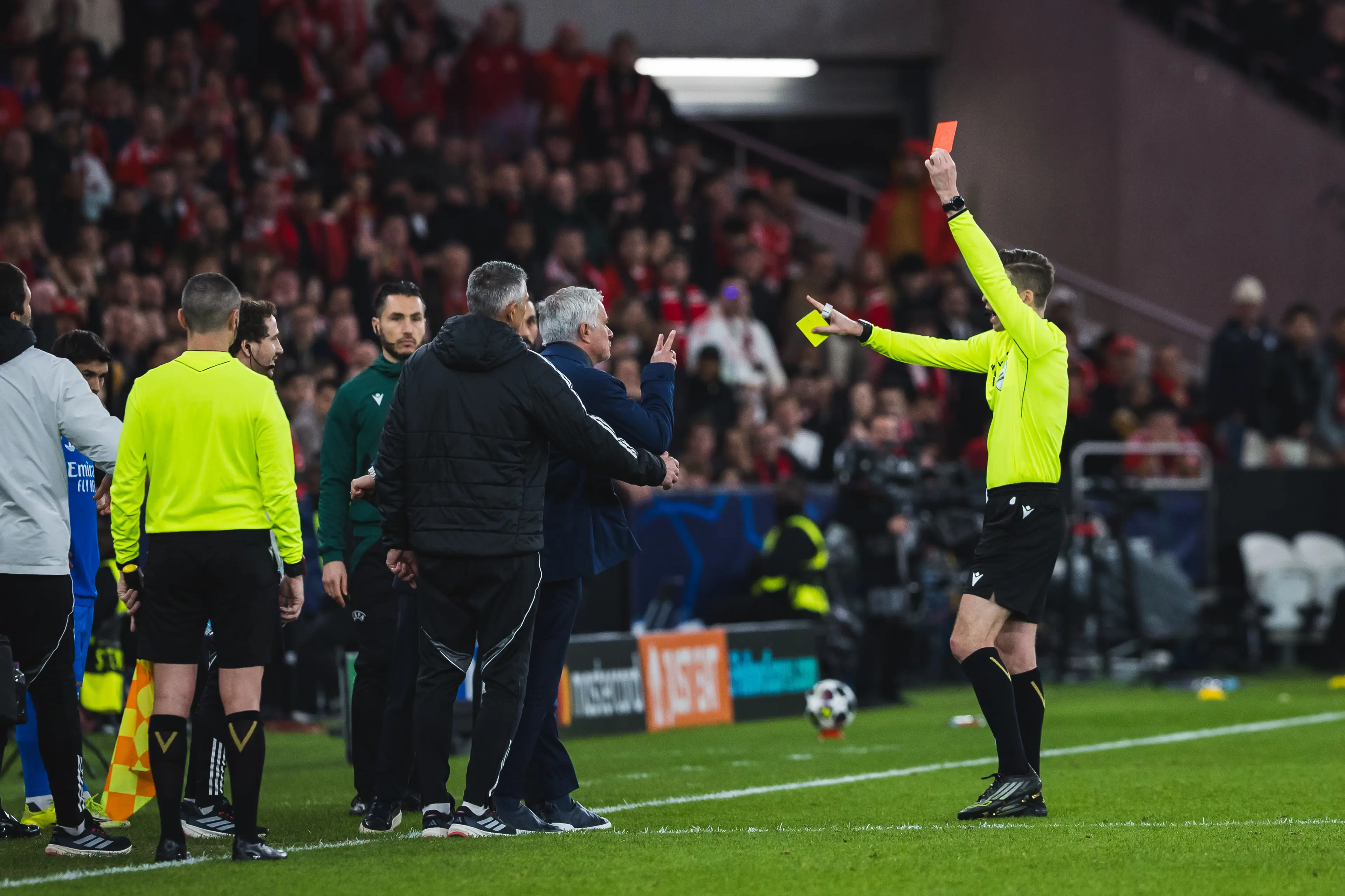 Jose Mourinho was shown a red card against Real Madrid. Image: Getty 