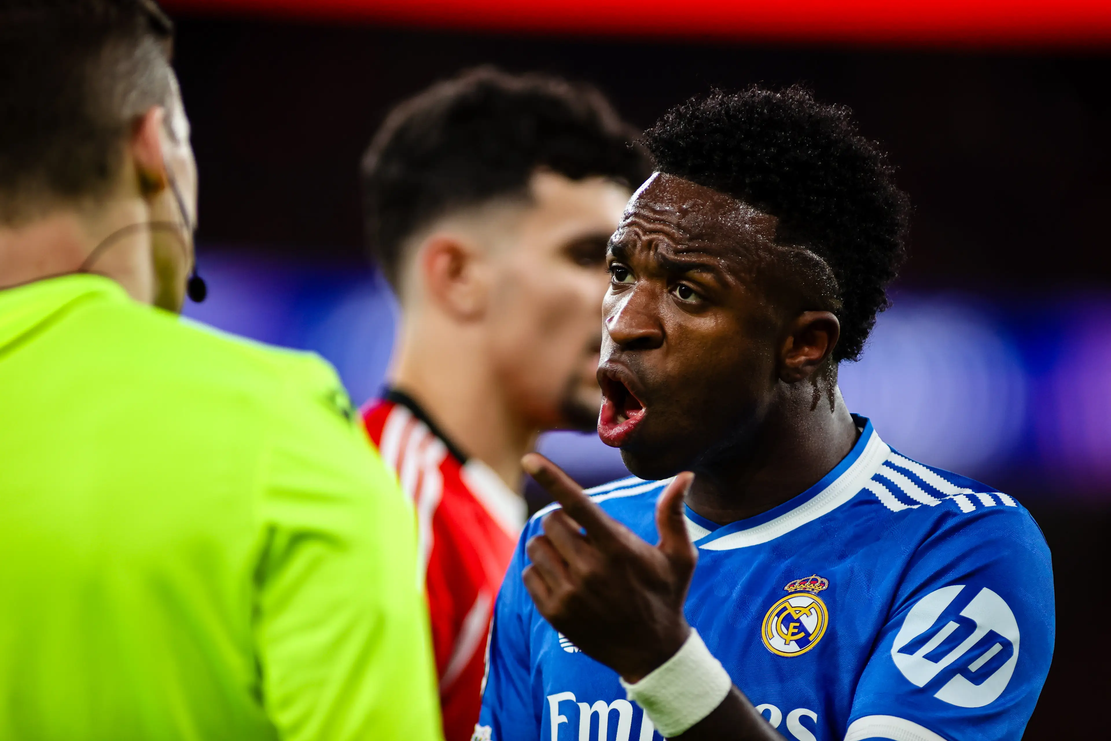 Vinicius Junior informed the match referee after the alleged racist abuse. Image: Getty