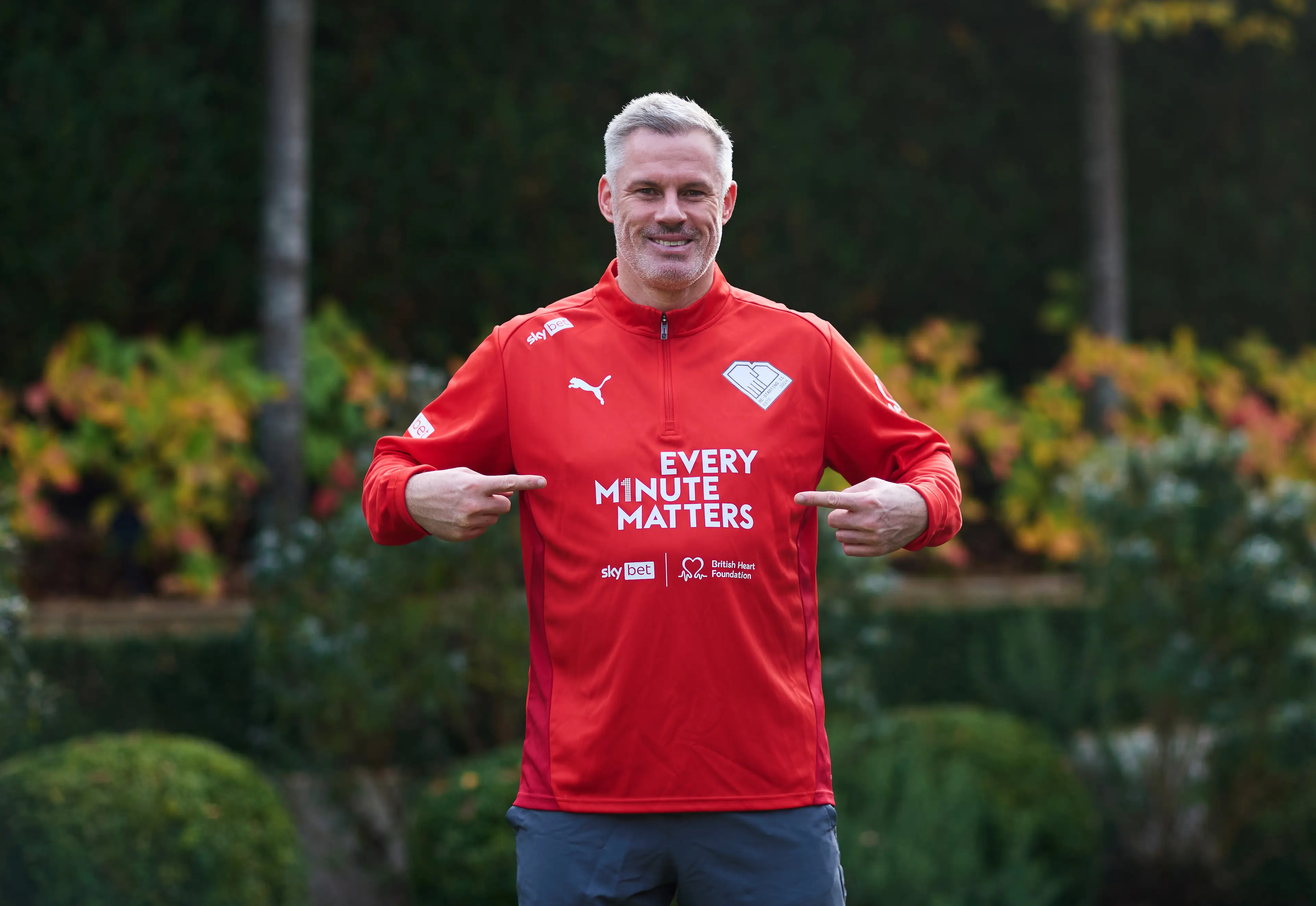 Jamie Carragher is spearheading the next phase of Sky Bet and the British Heart Foundation’s pioneering Every Minute Matters campaign, raising awareness to equip grassroots football clubs with lifesaving CPR and defibrillation skills. Image: Sky Bet