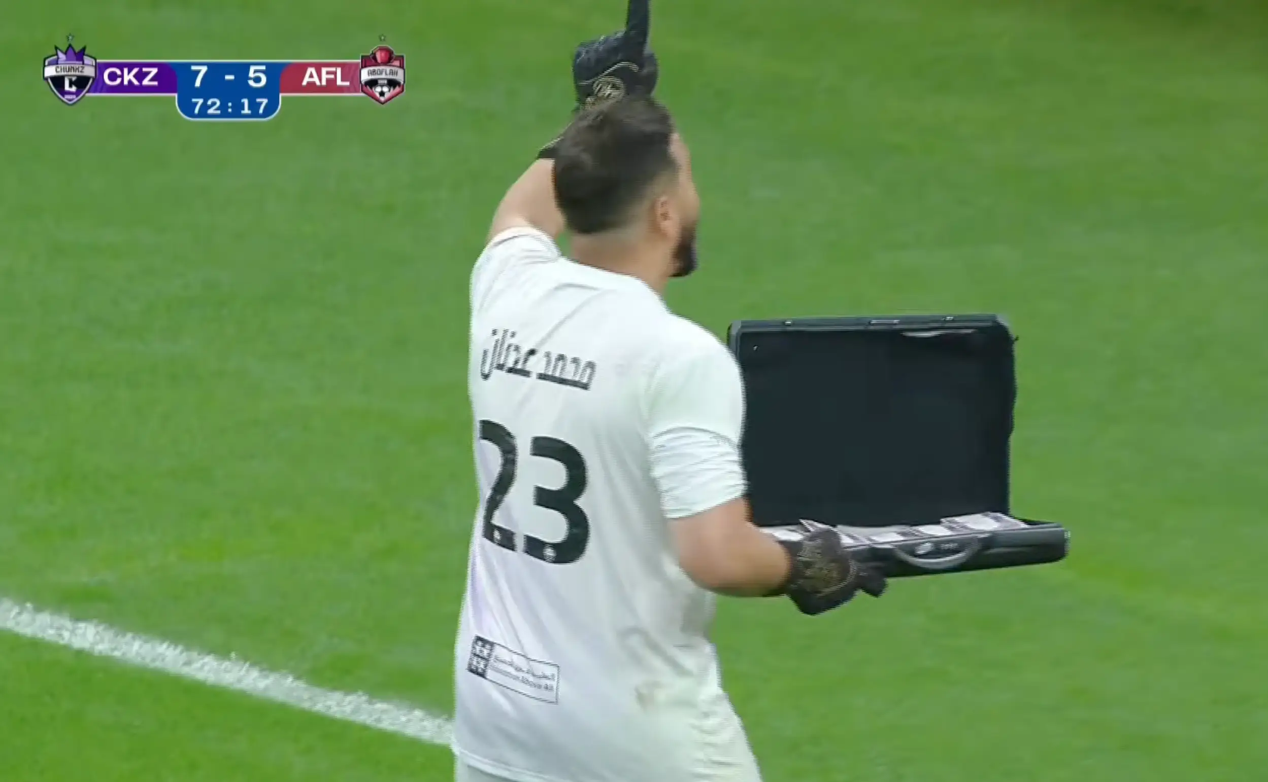 MrBeast put a wad of cash in the case. Image credit: Sky Sports/YouTube