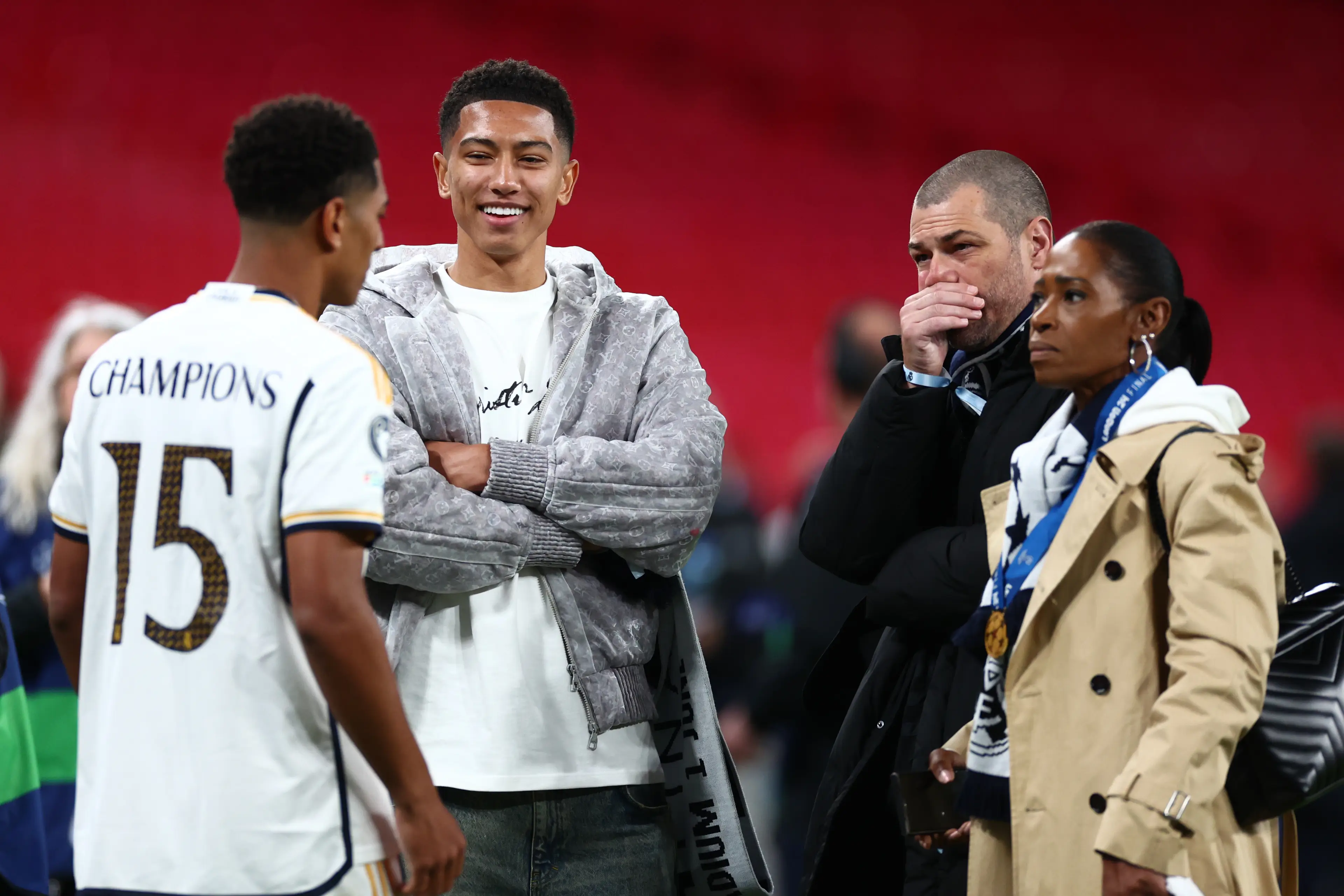 Jude and Jobe Bellingham with their parents. Credit:Marc Atkins / Contributor via Getty Images