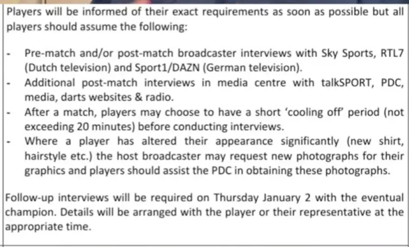 Edgar disclosed the obligations darts players must fulfil at the World Darts Championship. Image: TikTok/@MatthewEdgar170 