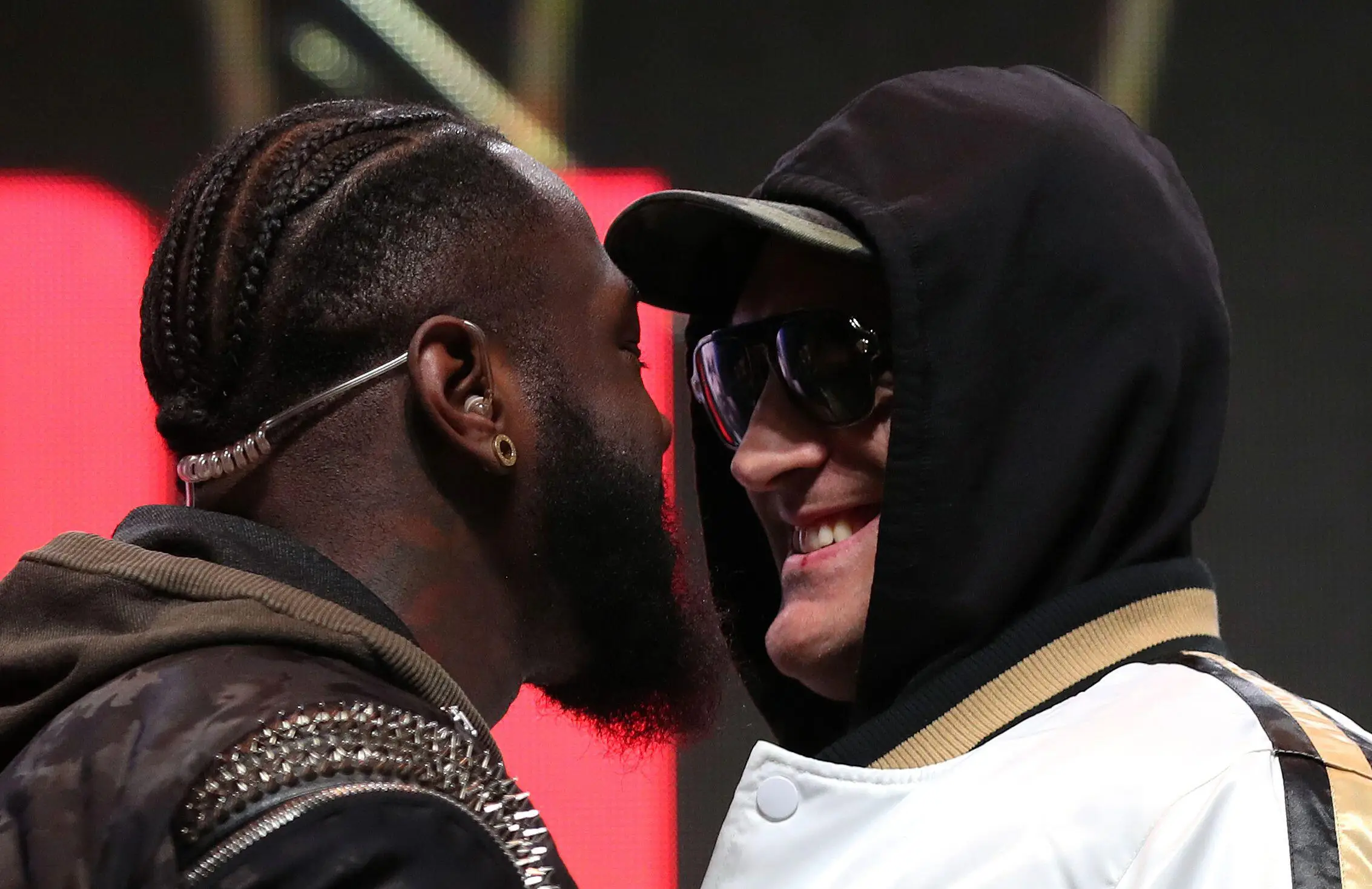 Deontay Wilder and Tyson Fury face off ahead of their bout. Image: Alamy 