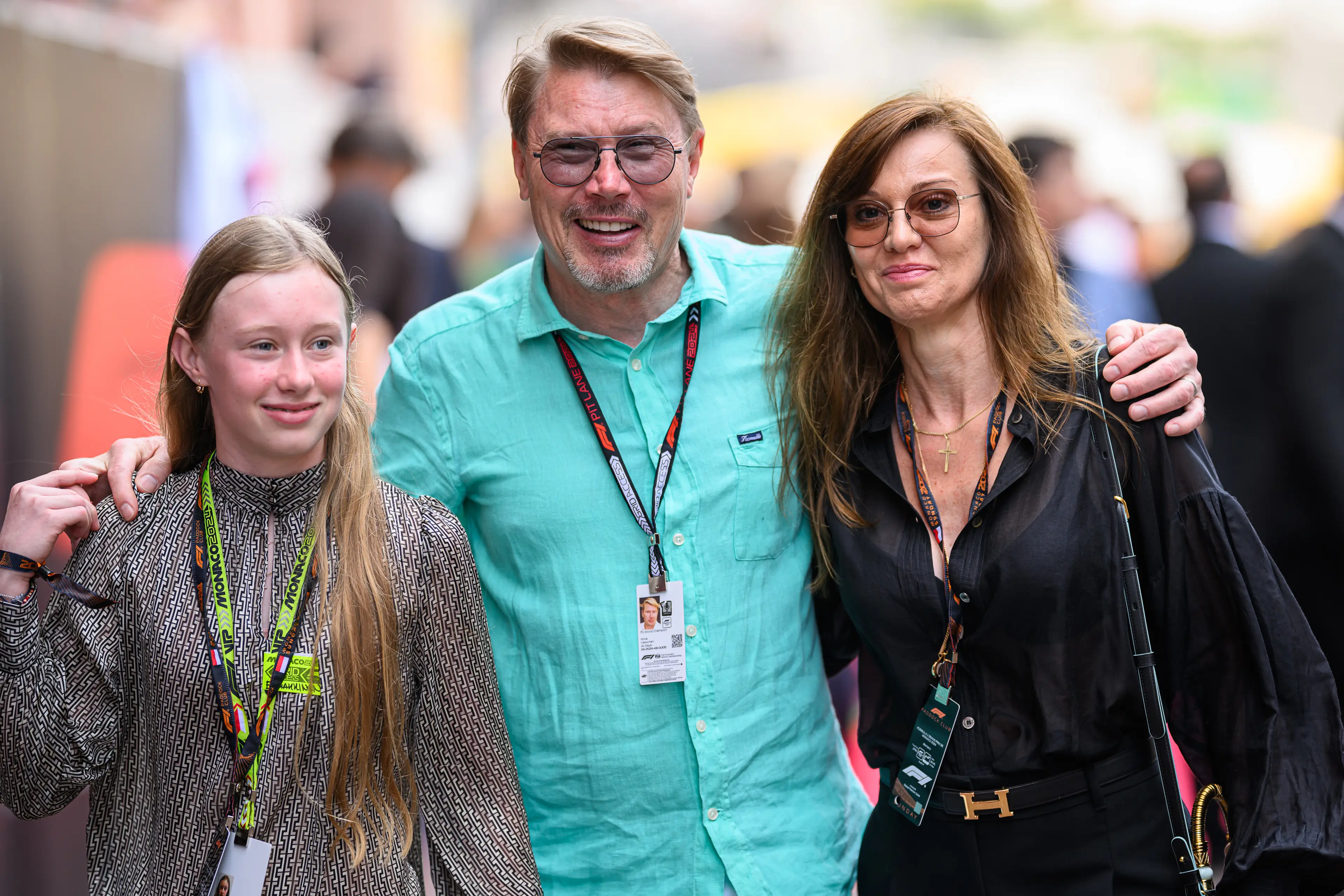 Mika Hakkinen with his daughter Ella and wife Marketa Remesova (Image: Getty)