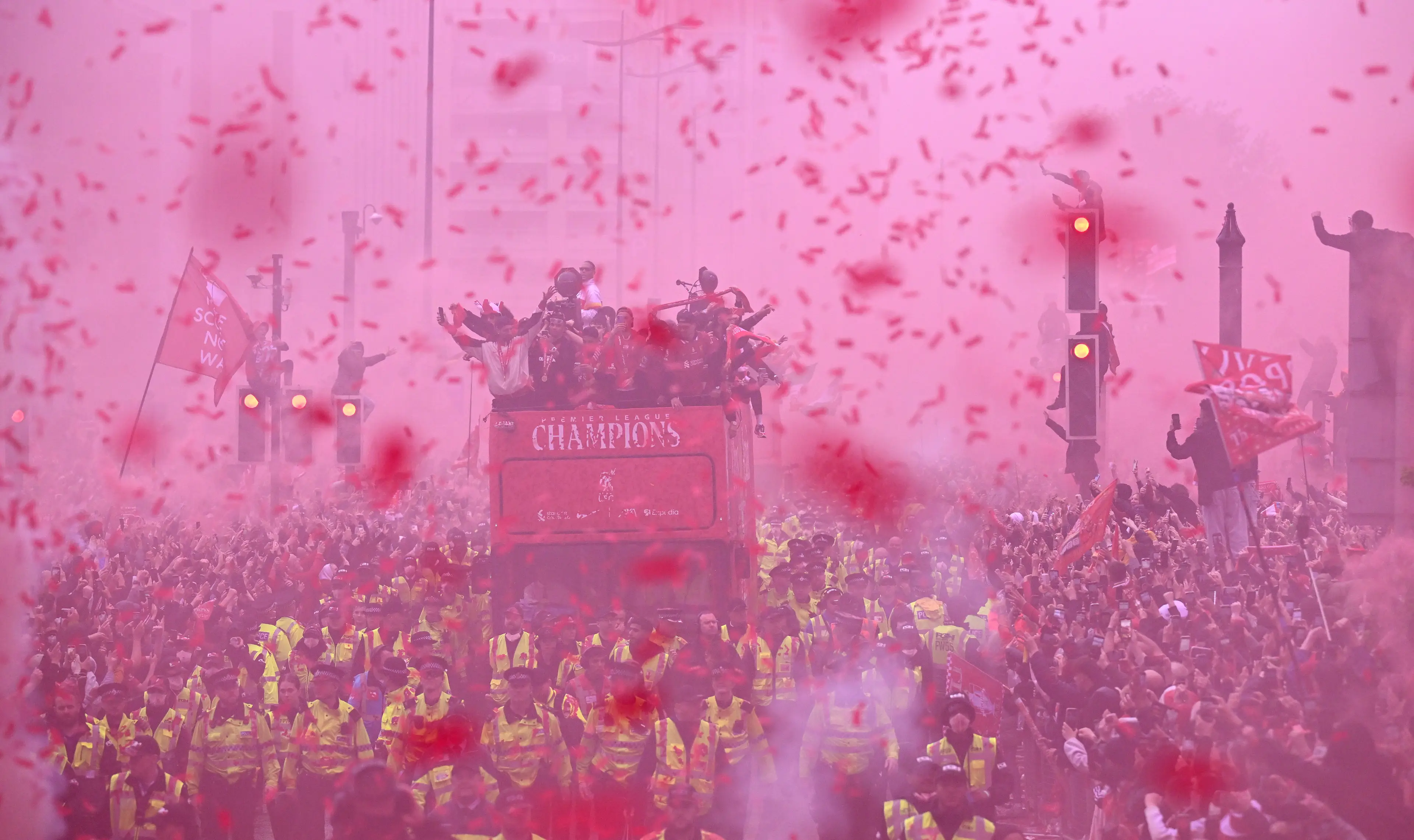 Liverpool were celebrating their Premier League title on the streets of the city. Image: Getty