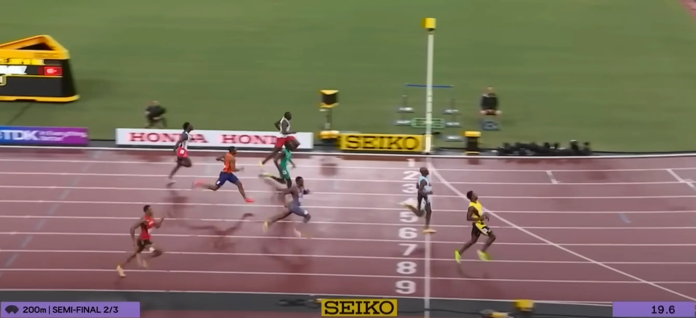 Gout (lane 4) finished in fourth place in his men's 200m semi-final (Image: World Athletics)