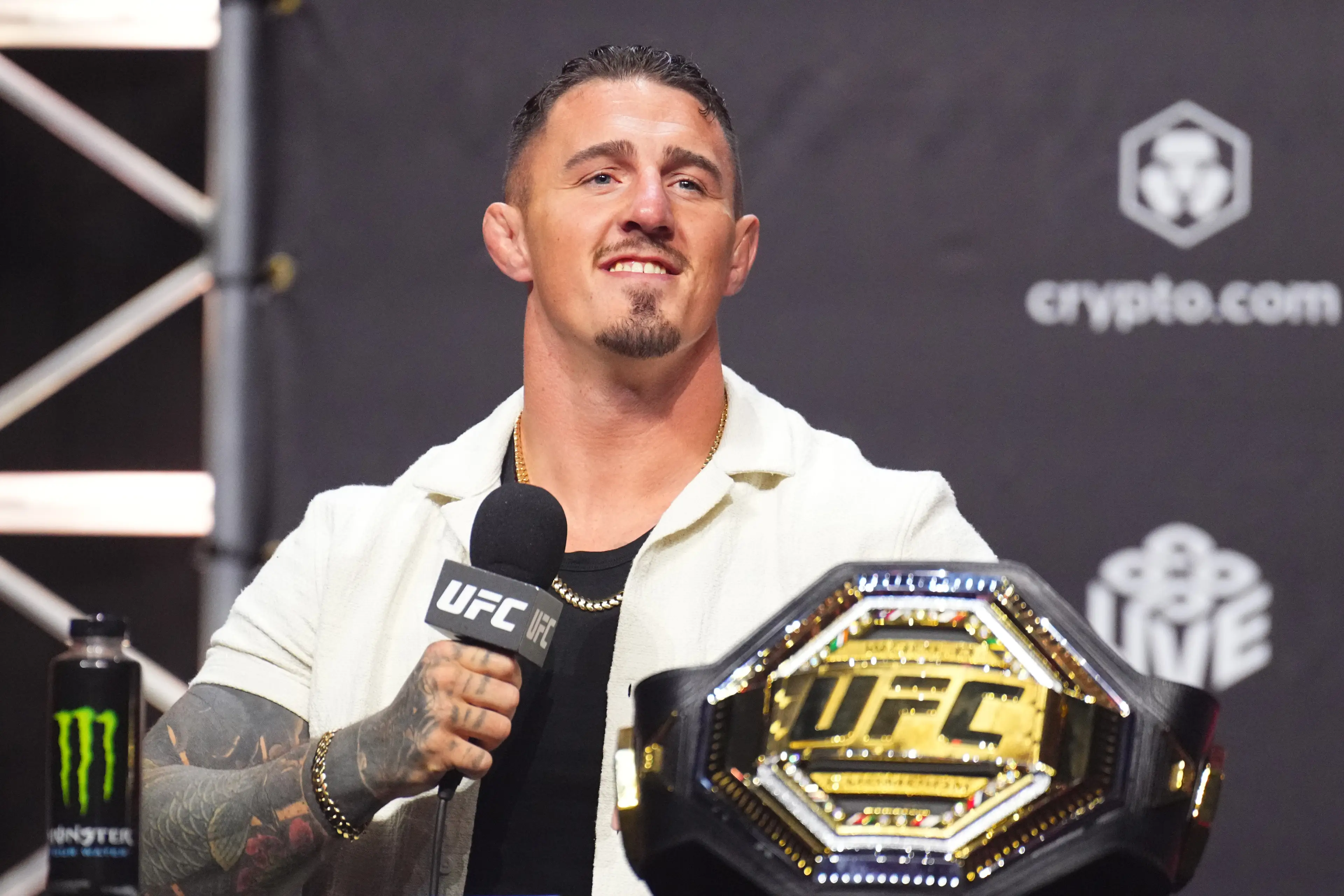 Tom Aspinall will be soon looking to defend his heavyweight championship Photo by Chris Unger/Zuffa LLC via Getty Images