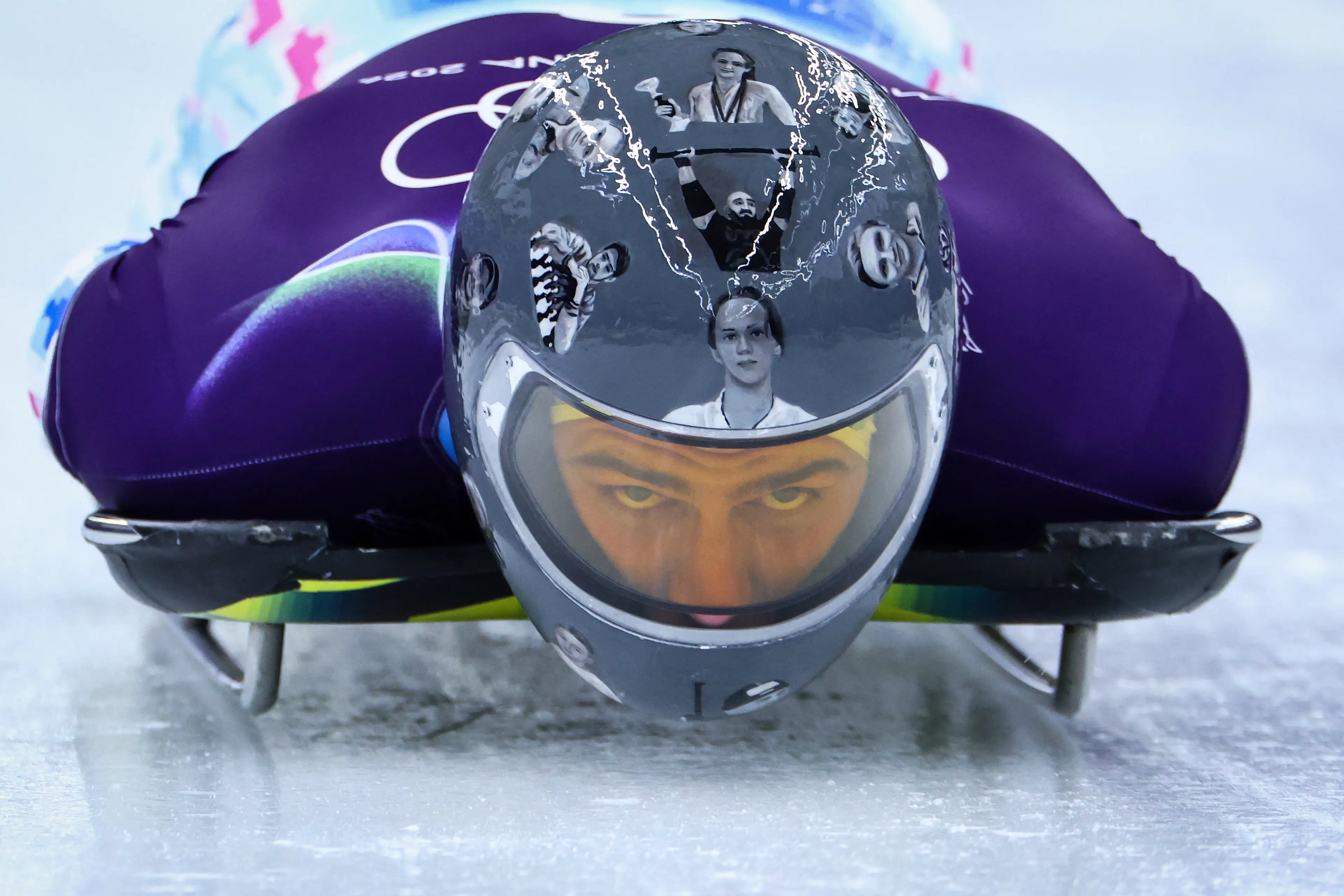 Ukraine's Vladyslav Heraskevych takes part in the skeleton men's training session on February 9. Image credit: Getty