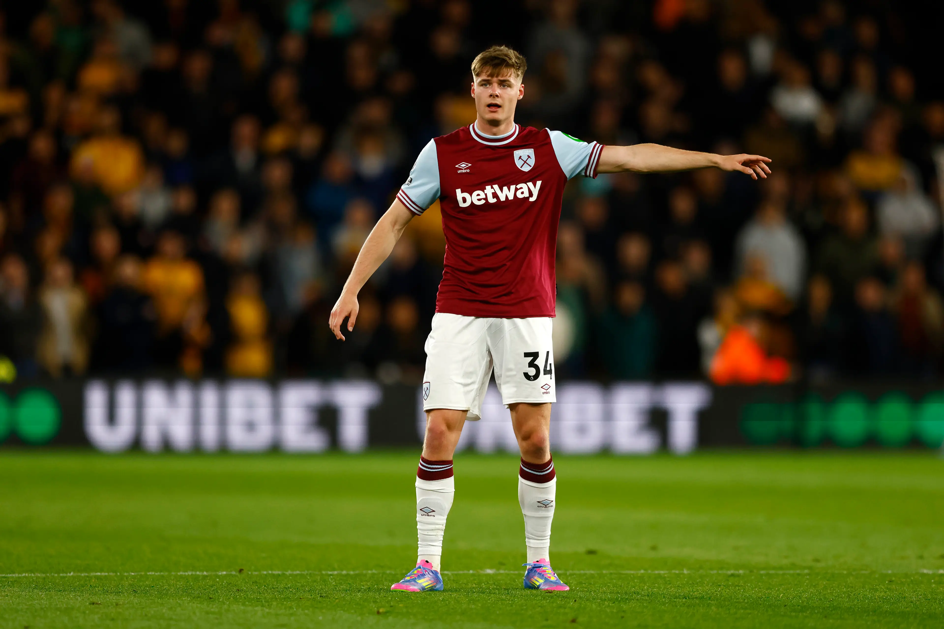 Evan Ferguson had a spell at West Ham United during the 24/25 season. Image: Getty