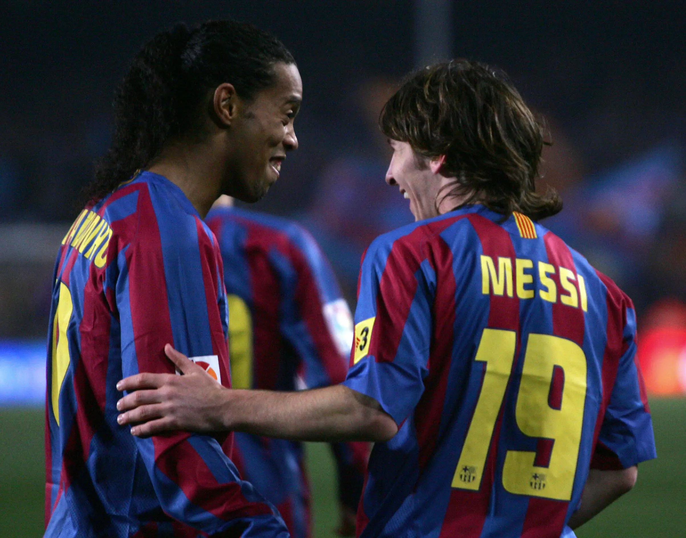 Ronaldinho and Lionel Messi. (Image: Getty)