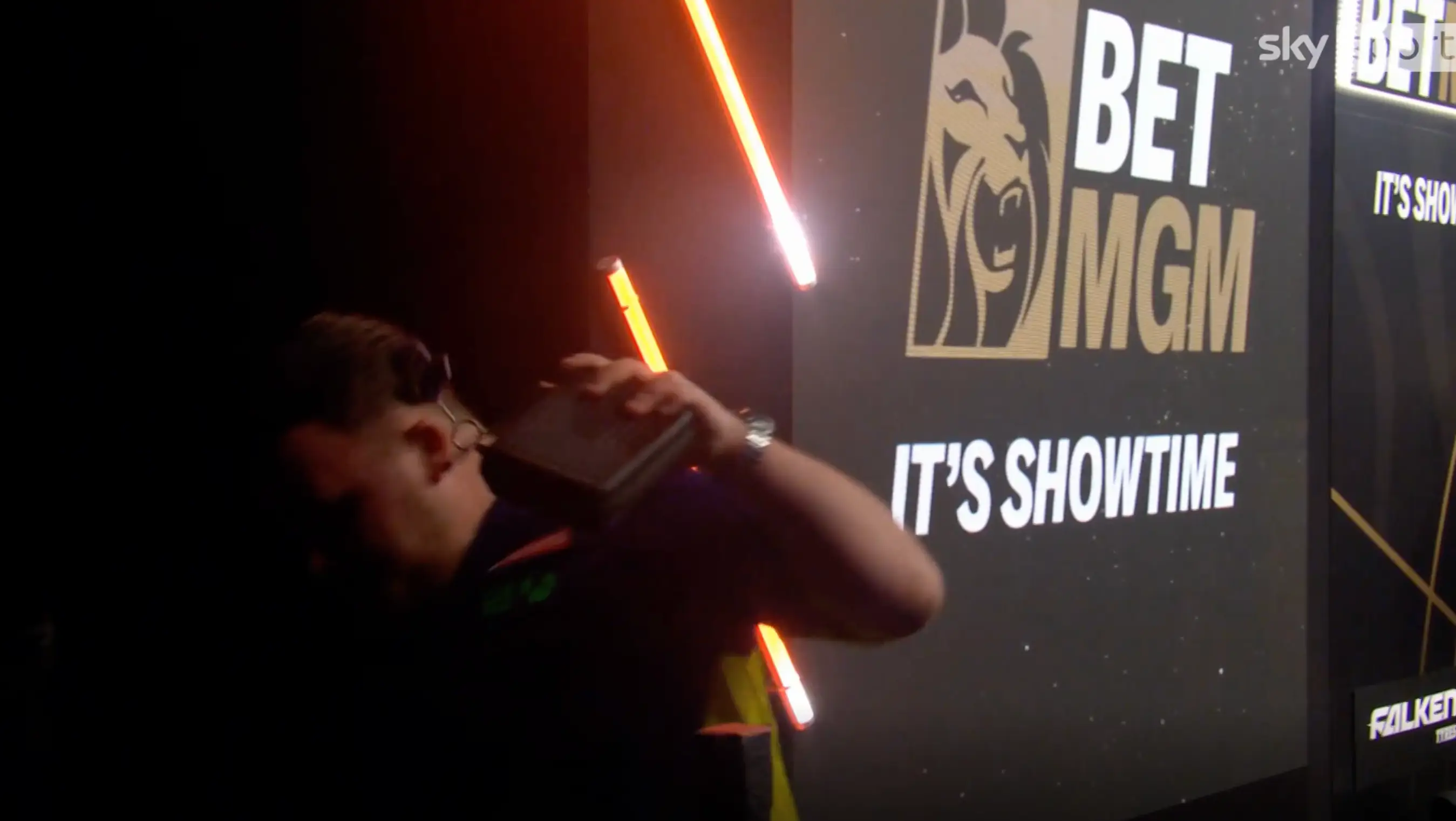 Littler's angry reaction was caught on camera. Image: Sky Sports