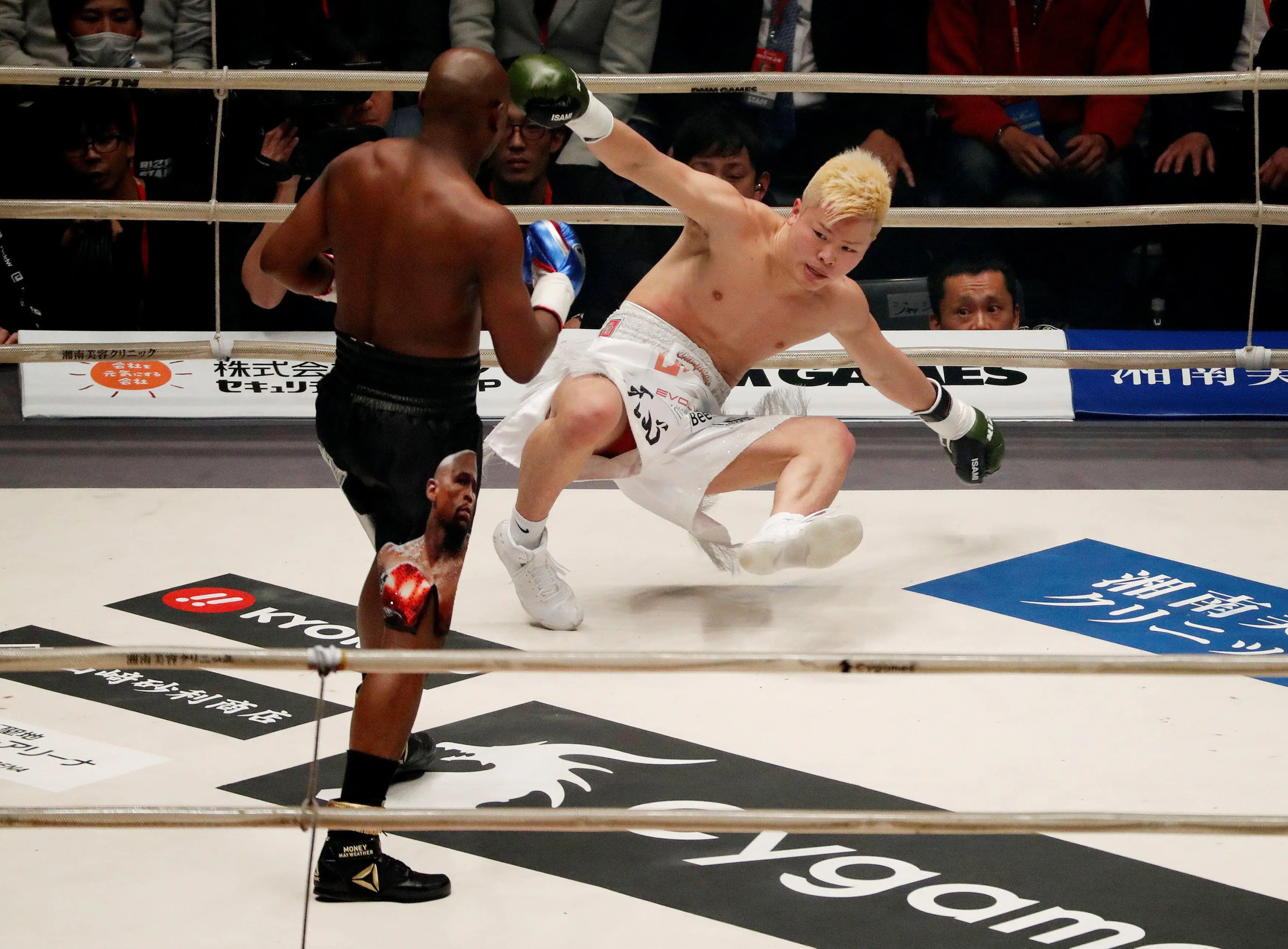 Mayweather beat Tenshin Nasukawa in his first exhibition fight. Image: Alamy