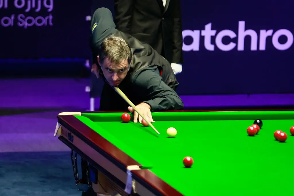Ronnie O'Sullivan in action during his 6-5 win over Zhang Anda -