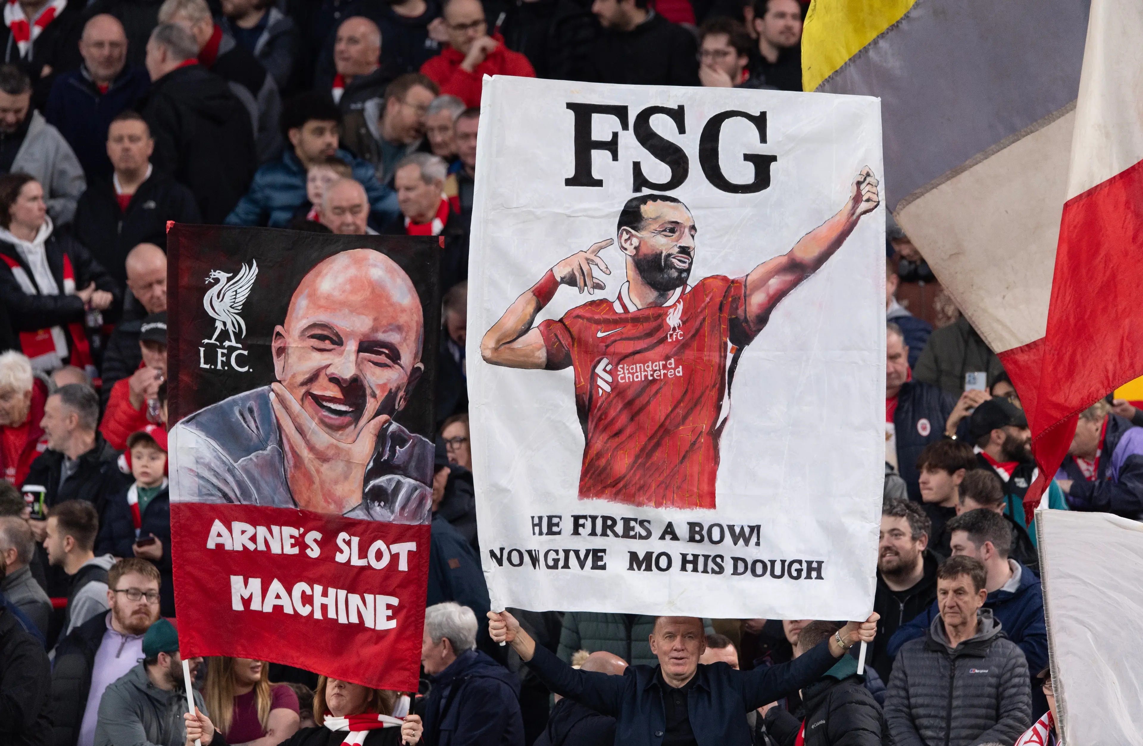 Liverpool fans protesting against FSG's stance on Mo Salah's contract- Getty