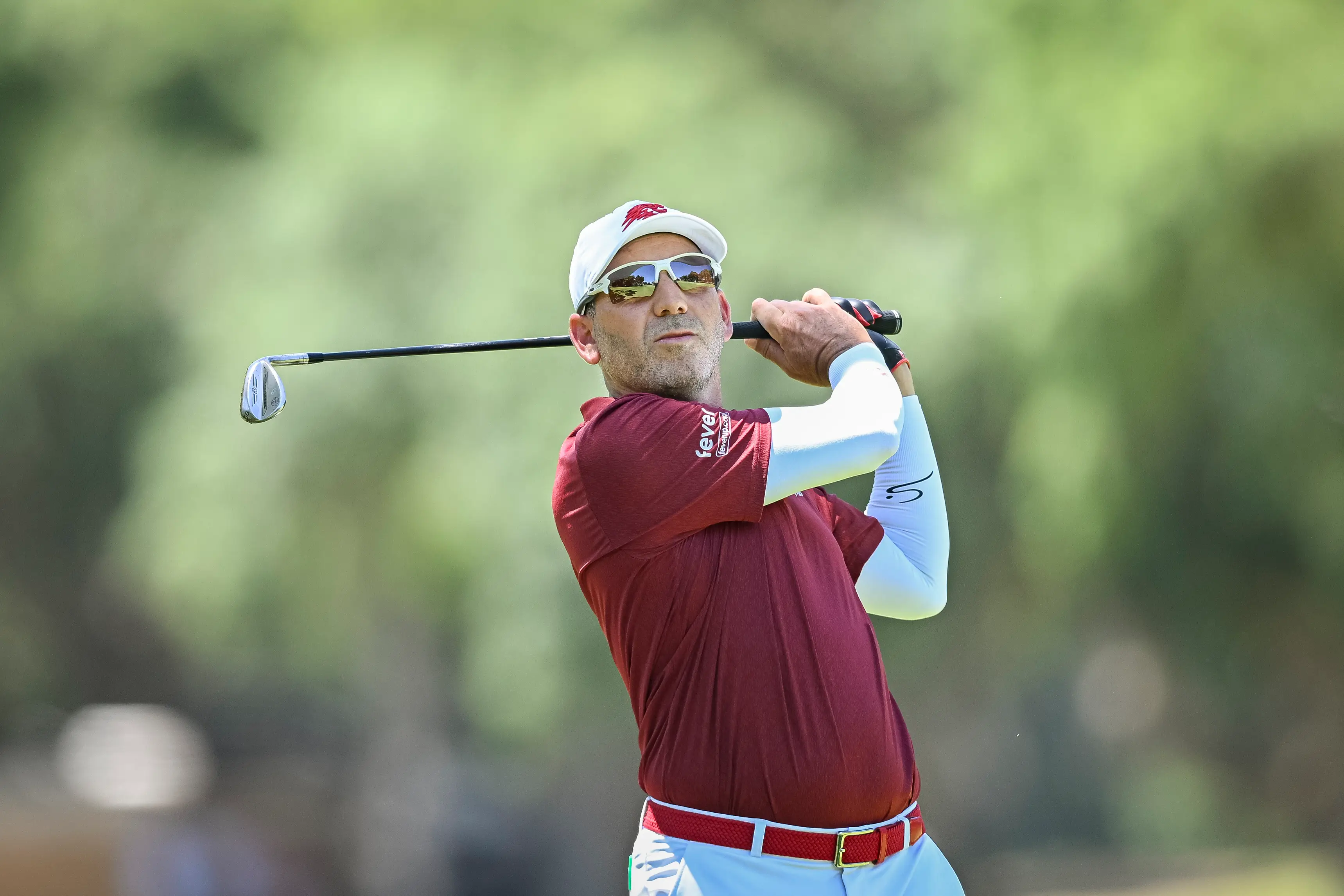 Sergio Garcia of Fireballs GC plays his second shot on the 9th hole during day one of LIV Golf Andalucia at Real Club Valderrama (Getty Images)