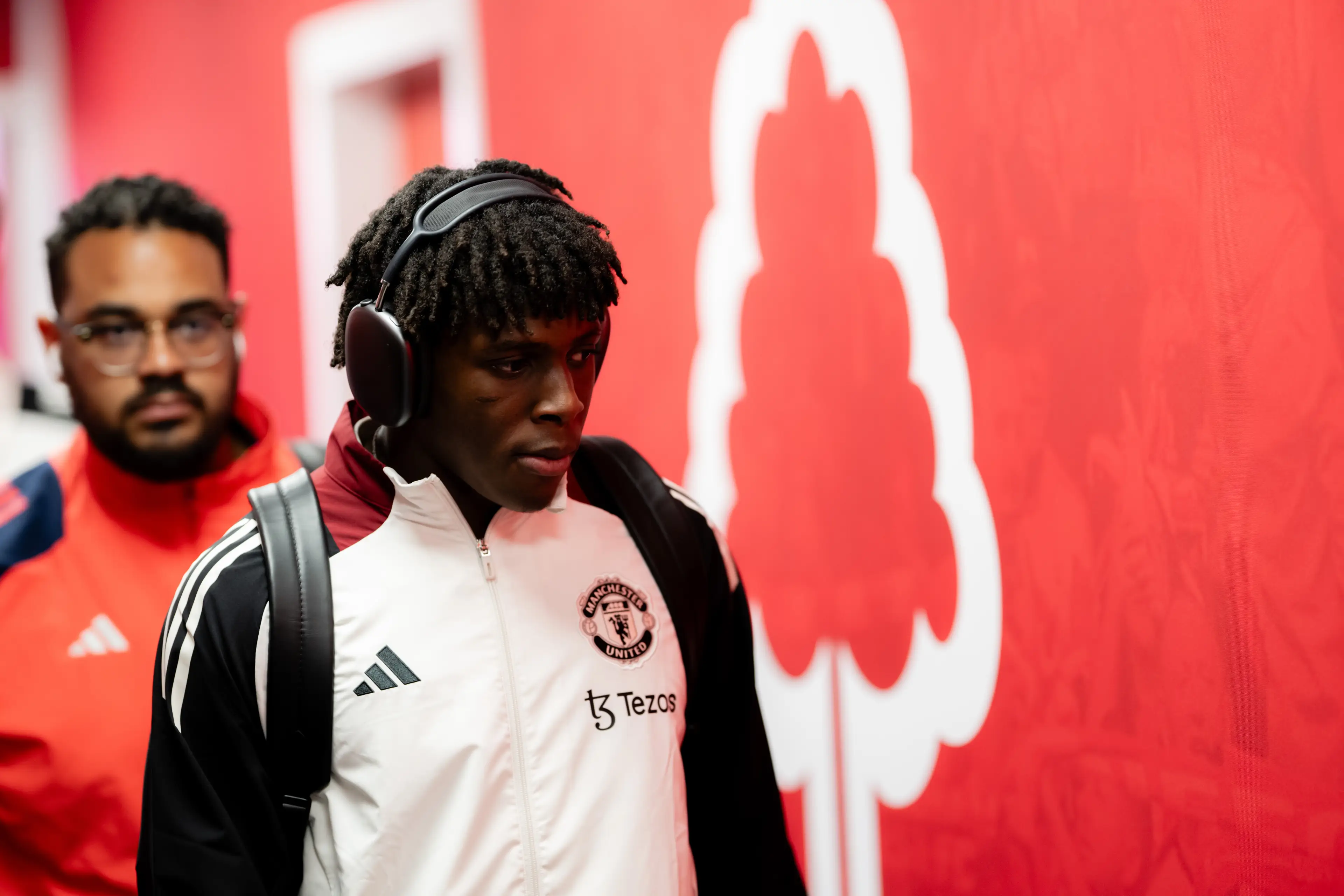 Patrick Dorgu struggled as Manchester United were beaten by Nottingham Forest. Image: Getty