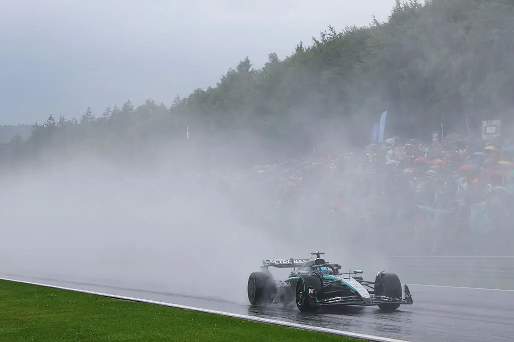 Heavy rain has been falling on the famous Spa circuit. (Image: Getty)