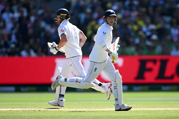Harry Brook offered resistance with 41 before being trapped lbw by Scott Boland (Image: Getty)
