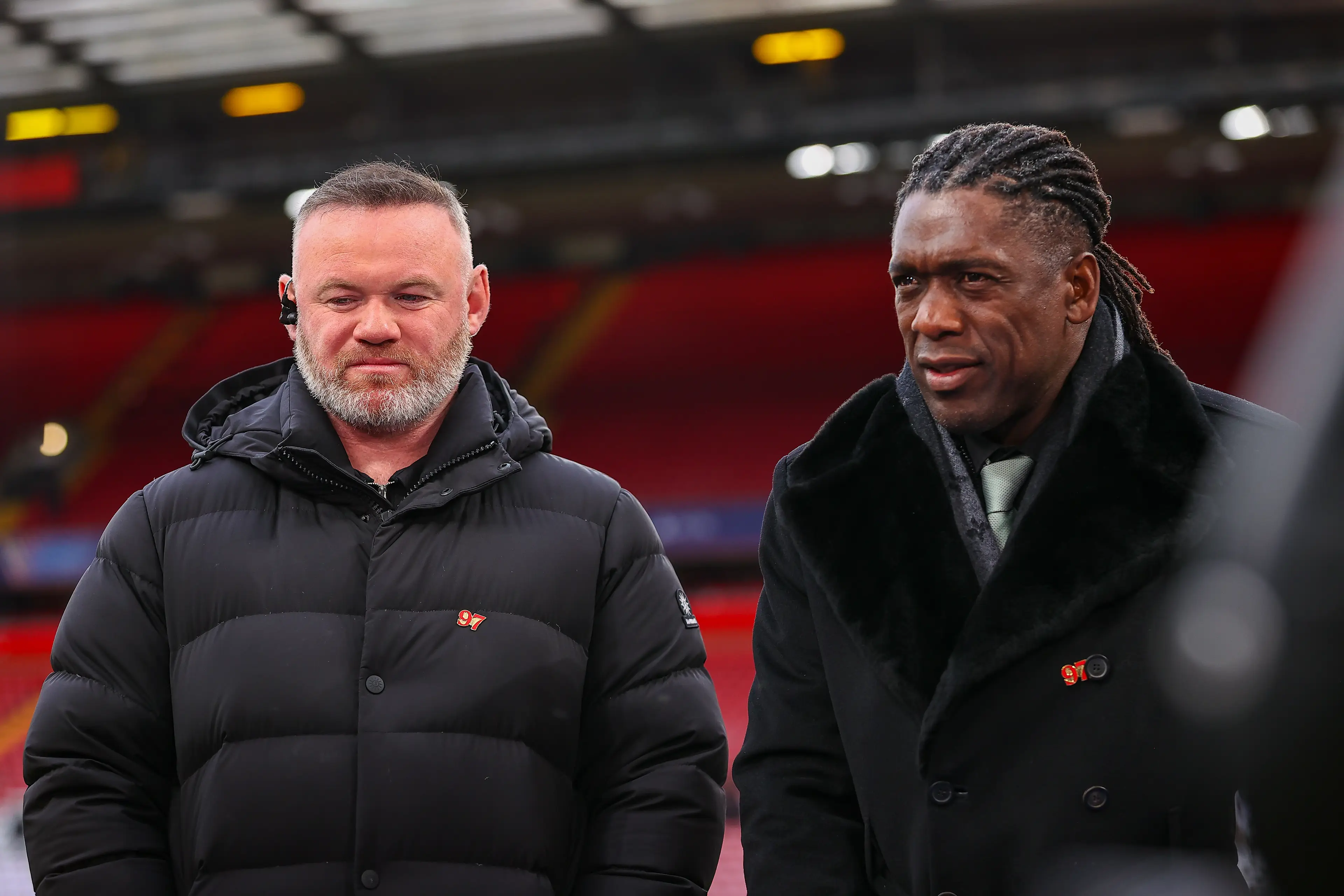  Wayne Rooney and Clarence Seedorf look on during the UEFA Champions League 2025/26 Quarter-Final Second Leg match between Liverpool FC and Paris Saint-Germain