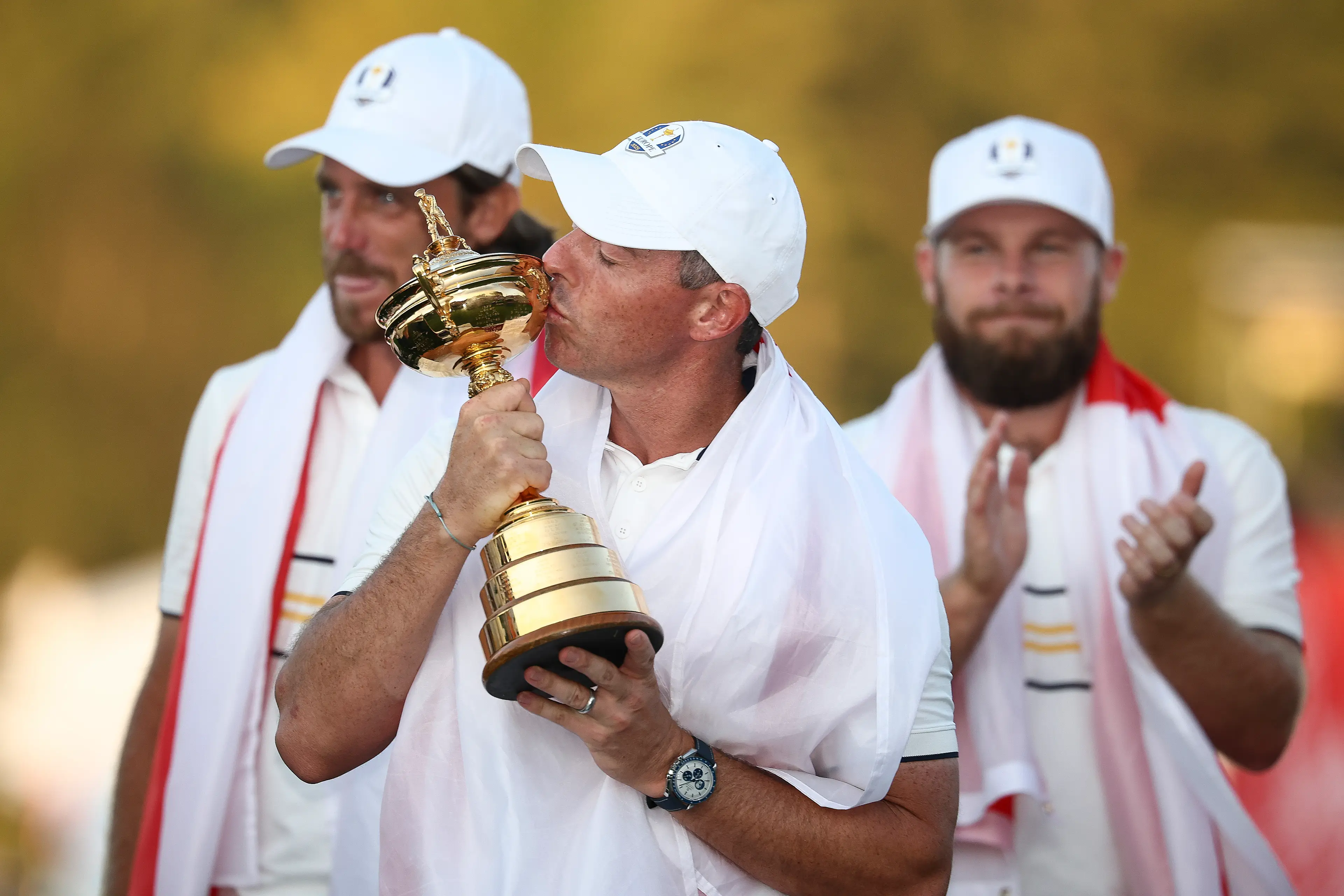 Rory McIlroy with the Ryder Cup trophy. Image: Jared C. Tilton / Staff via Getty