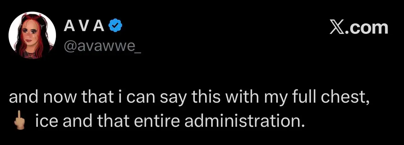 Ava posted about Donald Trump and ICE. Image: Getty